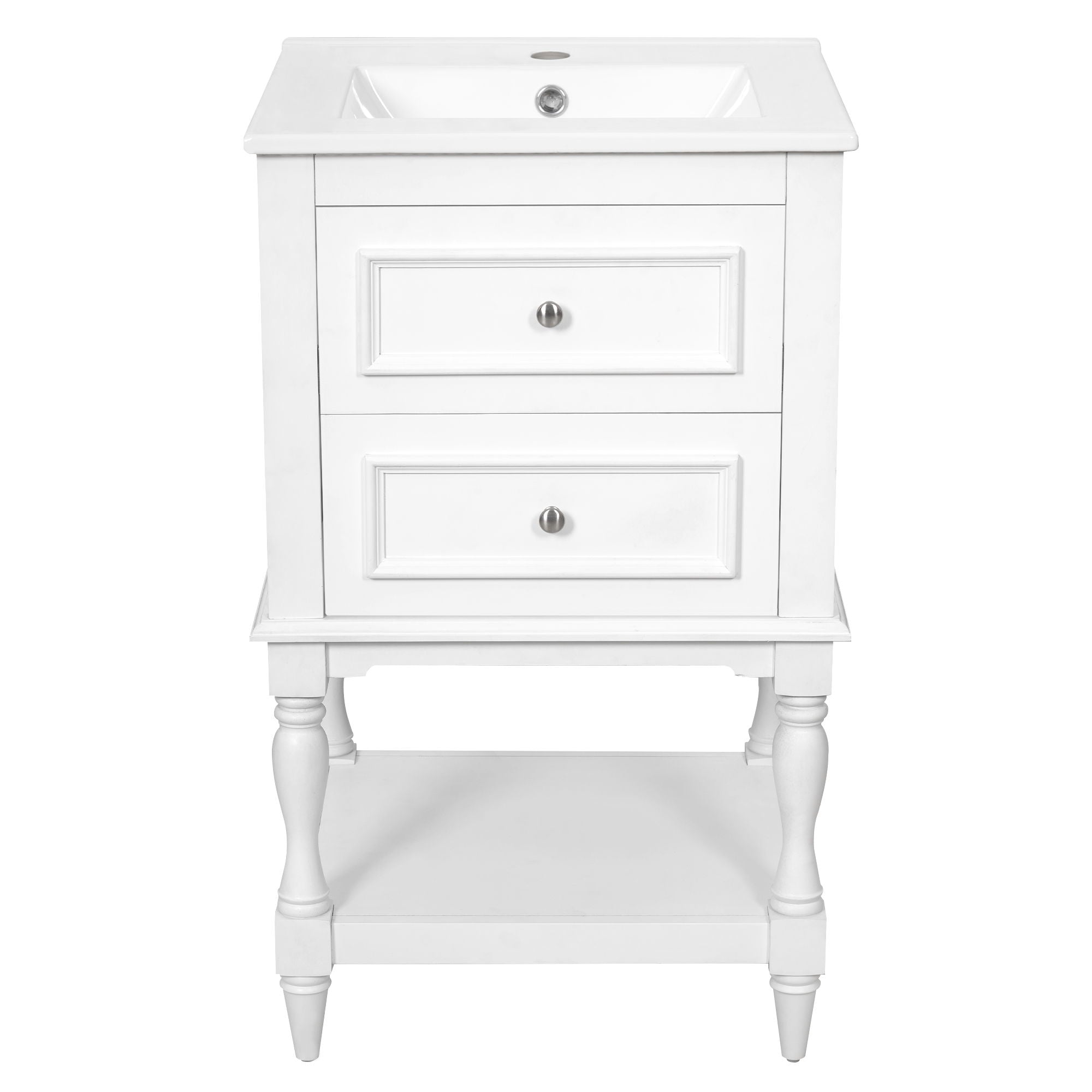 Retro Design Bathroom Vanity With Sink, 2 Drawer Storage Cabinet