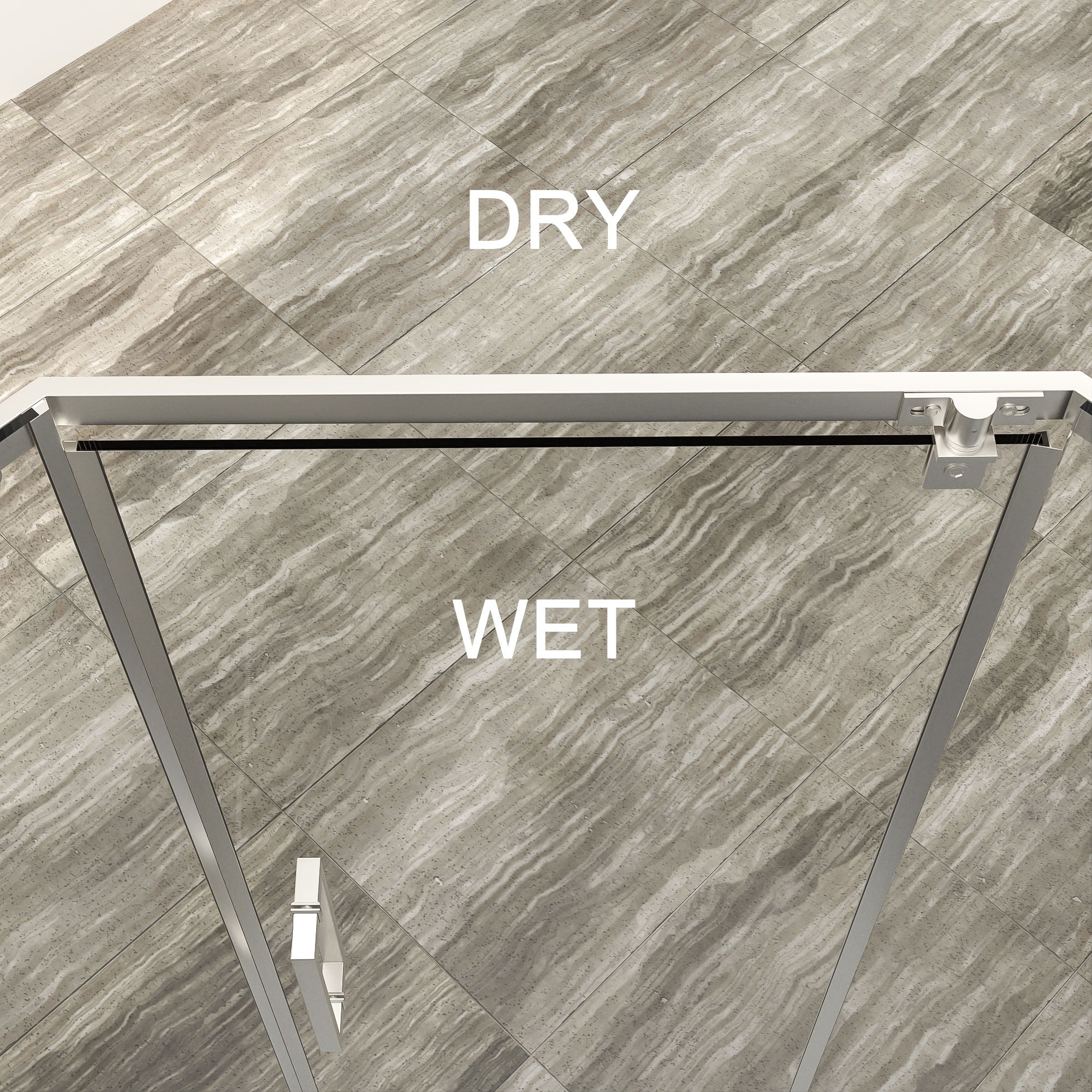Diamond Shaped Corner Shower Door, Inward Sliding, Stainless Steel Frame