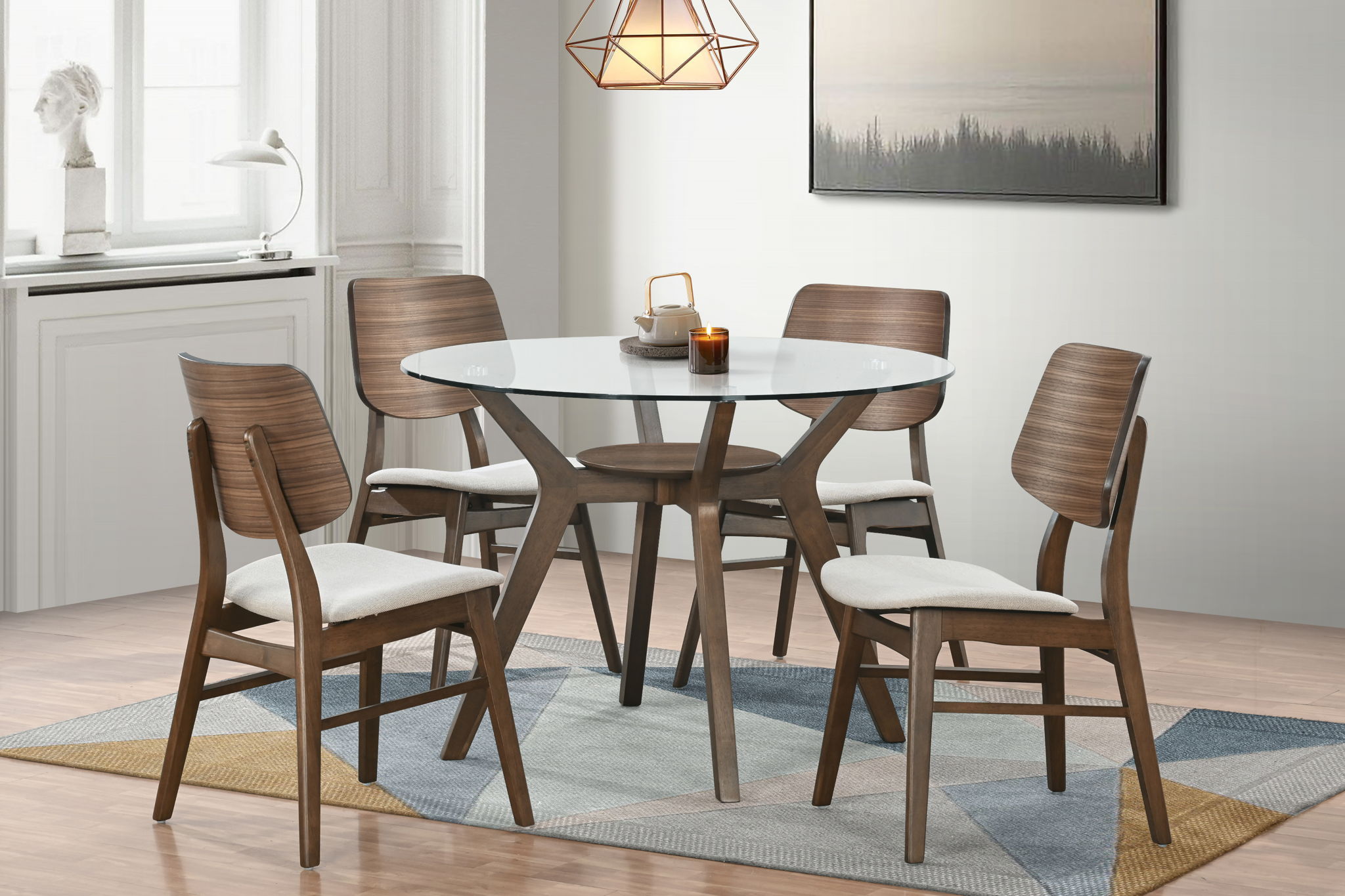 Oscar - Round Glass Dining Table Set