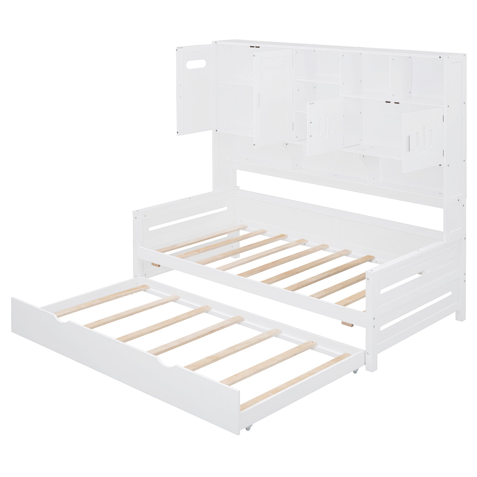 Daybed With All-In-One Cabinet And Shelf