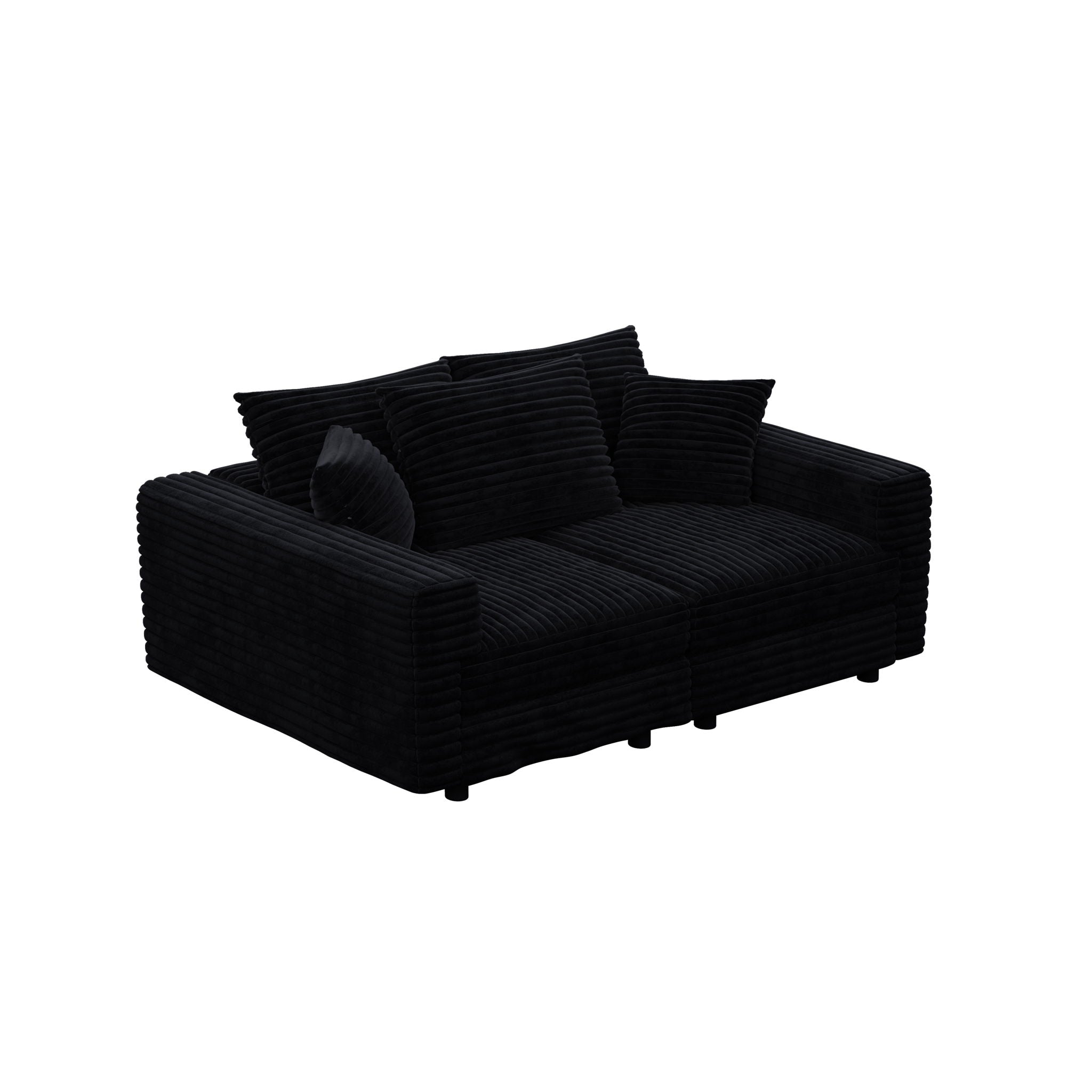 Convertible Deep Seat Sofa With Soft Pillows And Ottomans