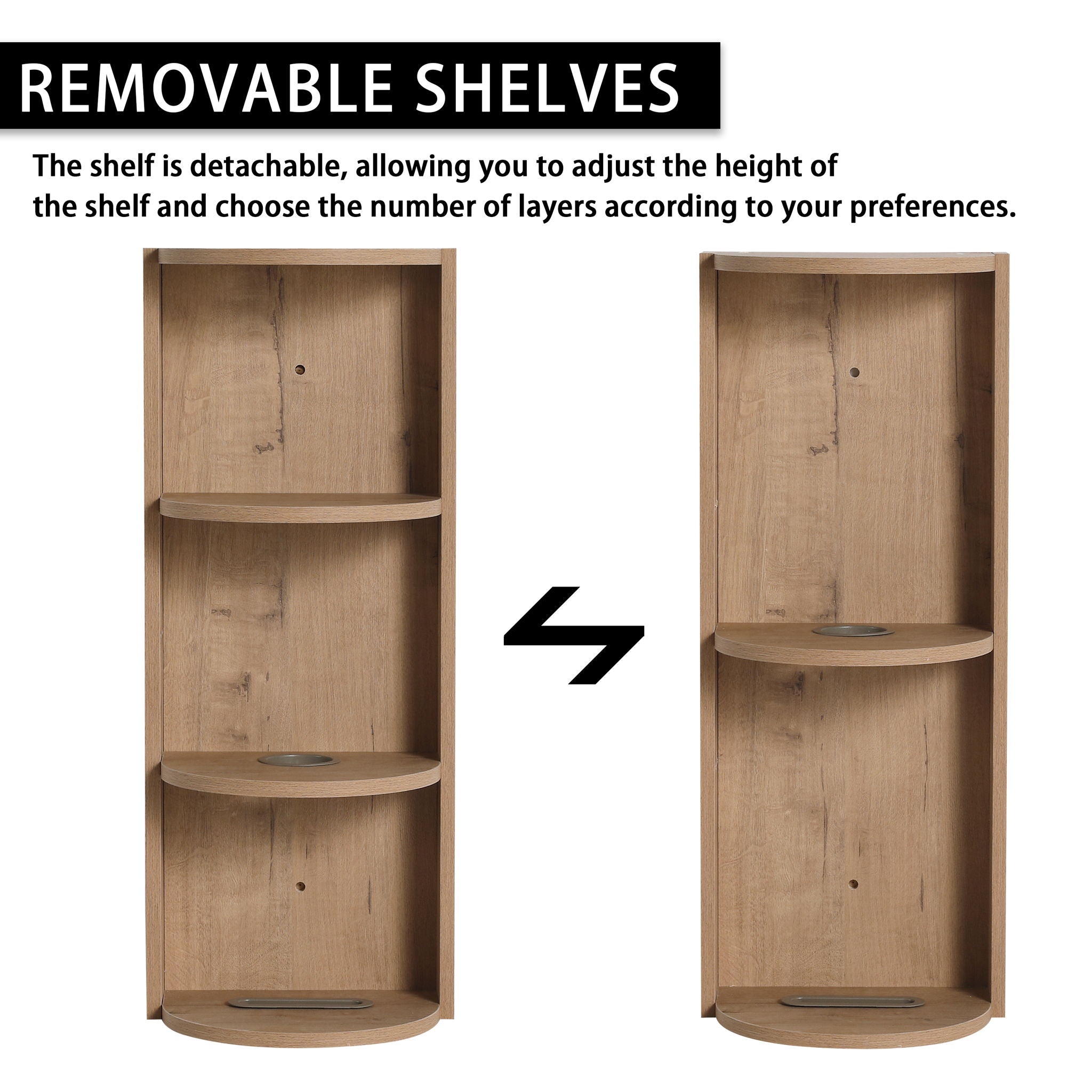 Modern Wall Mounted Bathroom Vanity With Sink And Storage Rack Soft Close Doors Plywood - Imitative Oak