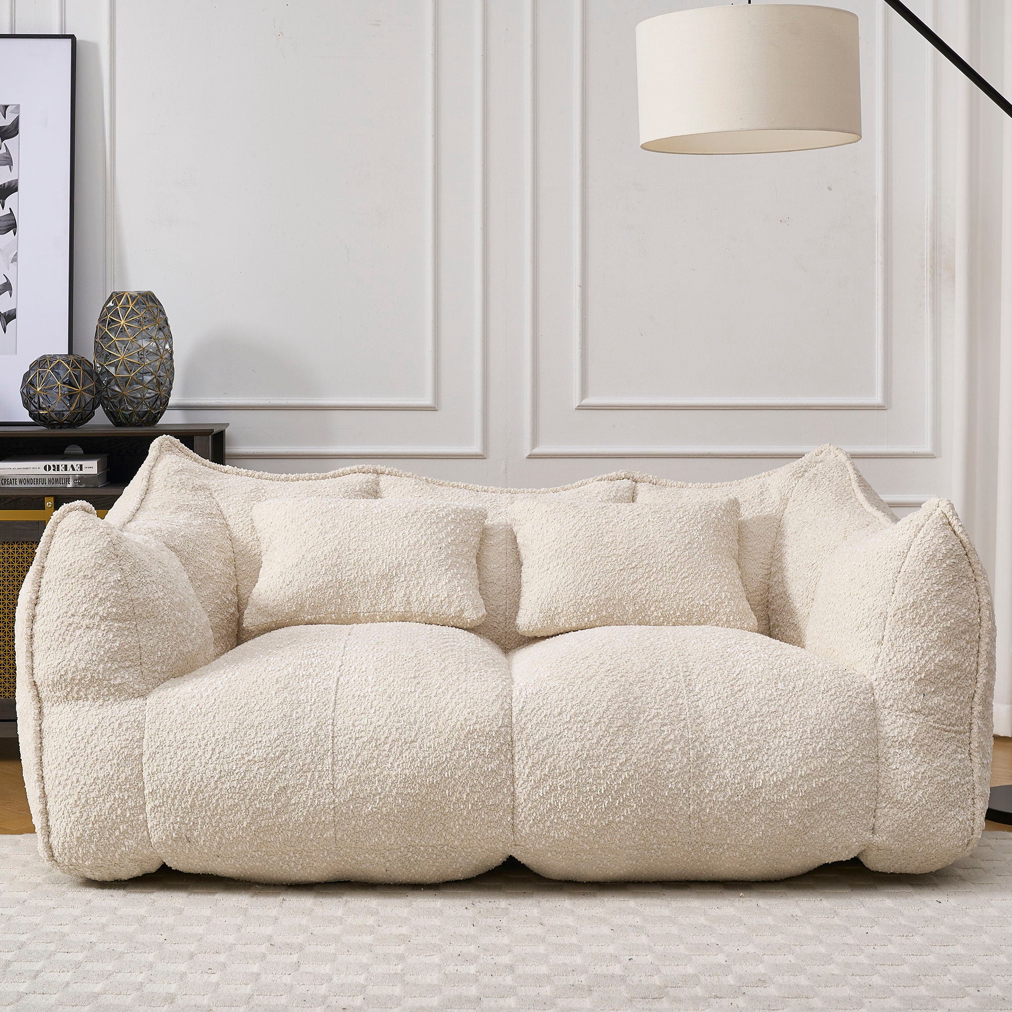 Comfortable Dual Beanbag Chair With High Resilience Foam Core For 2 People