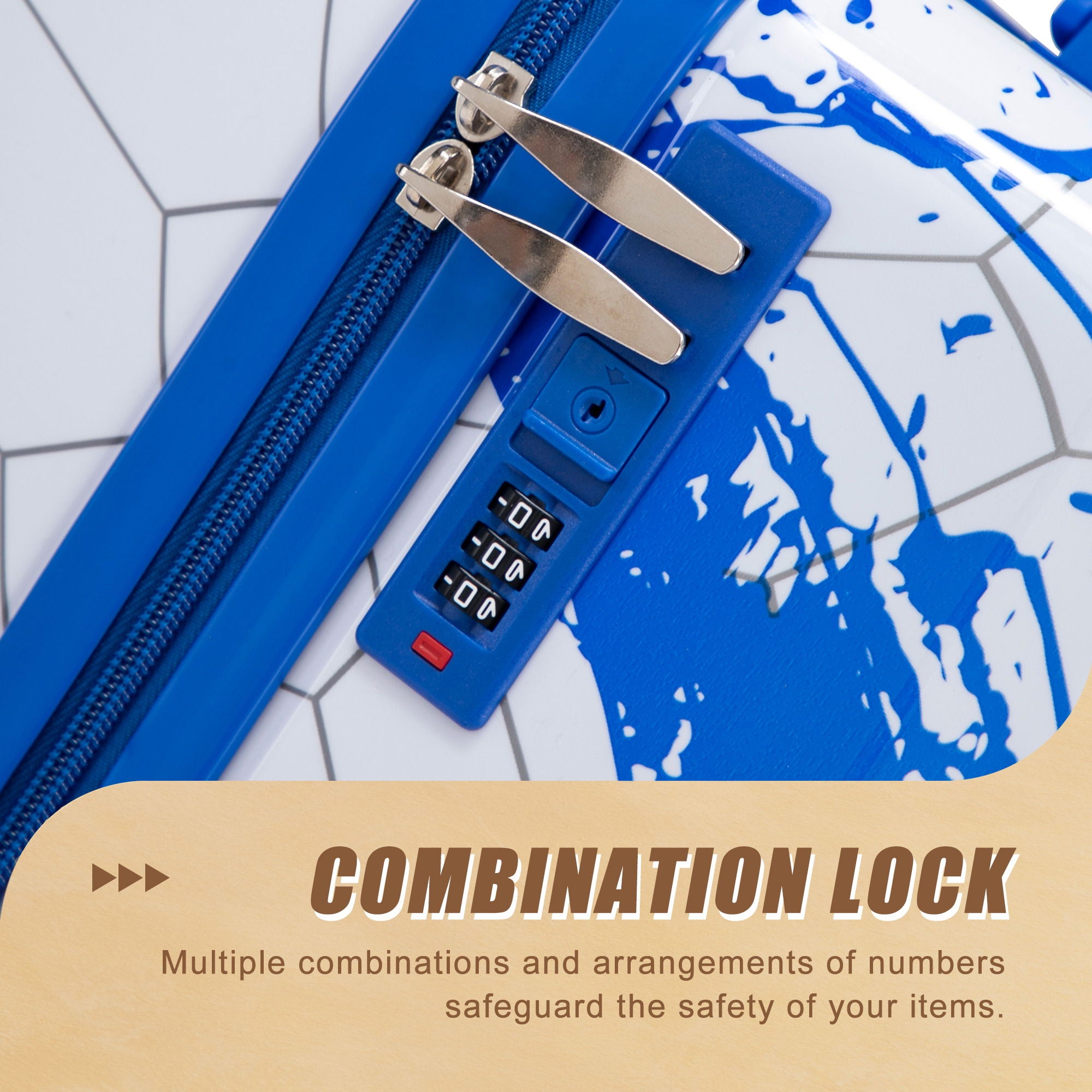 Luggage With Combination Lock, Lightweight Carry-On Suitcase