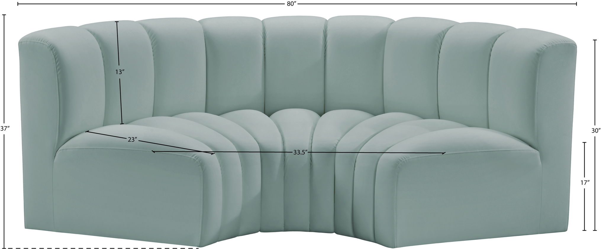 Arc - Faux Leather 3 Piece Modular U-Shaped Sofa
