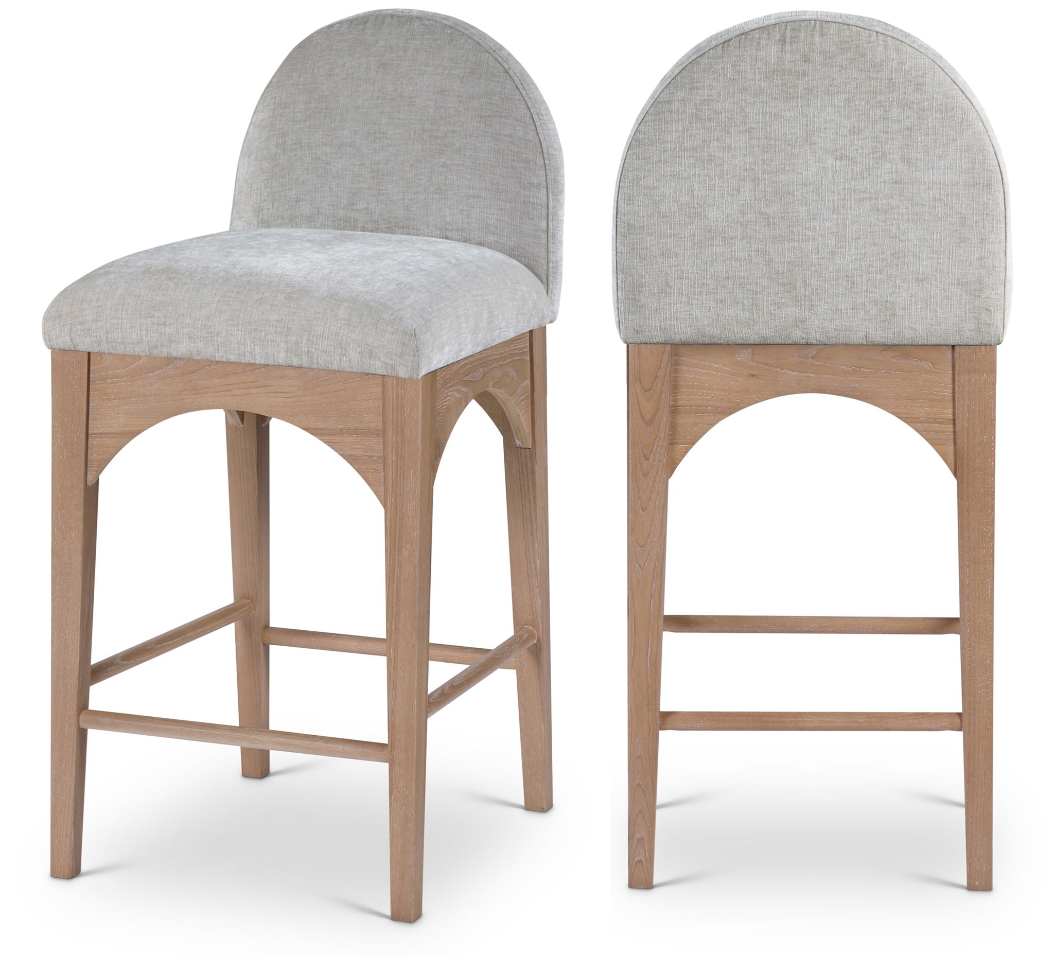 Waldorf - Chenille Stool With Natural Legs