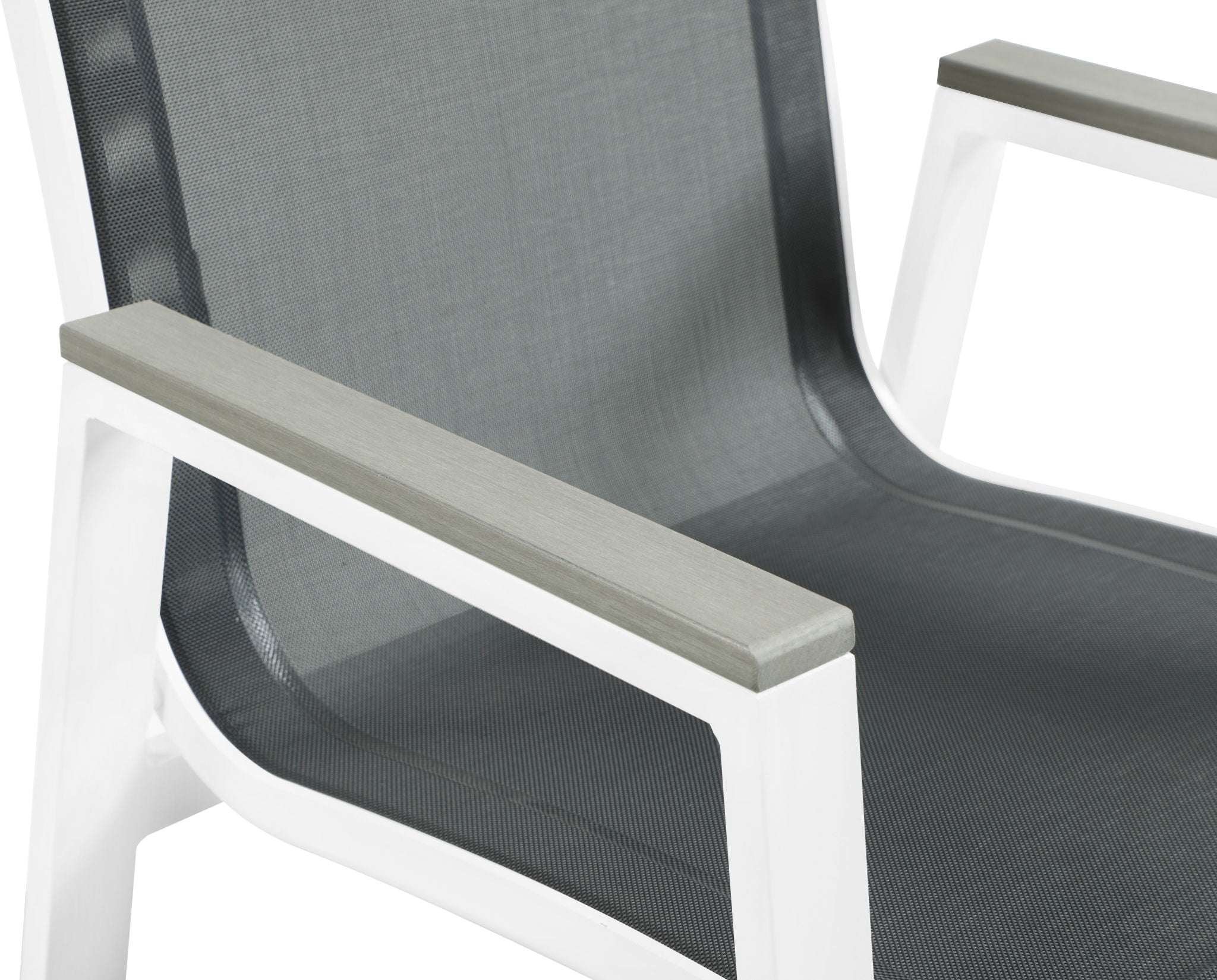 Nizuc - Outdoor Patio Dining Arm Chair With White Frame And Gray Arms (Set of 2)