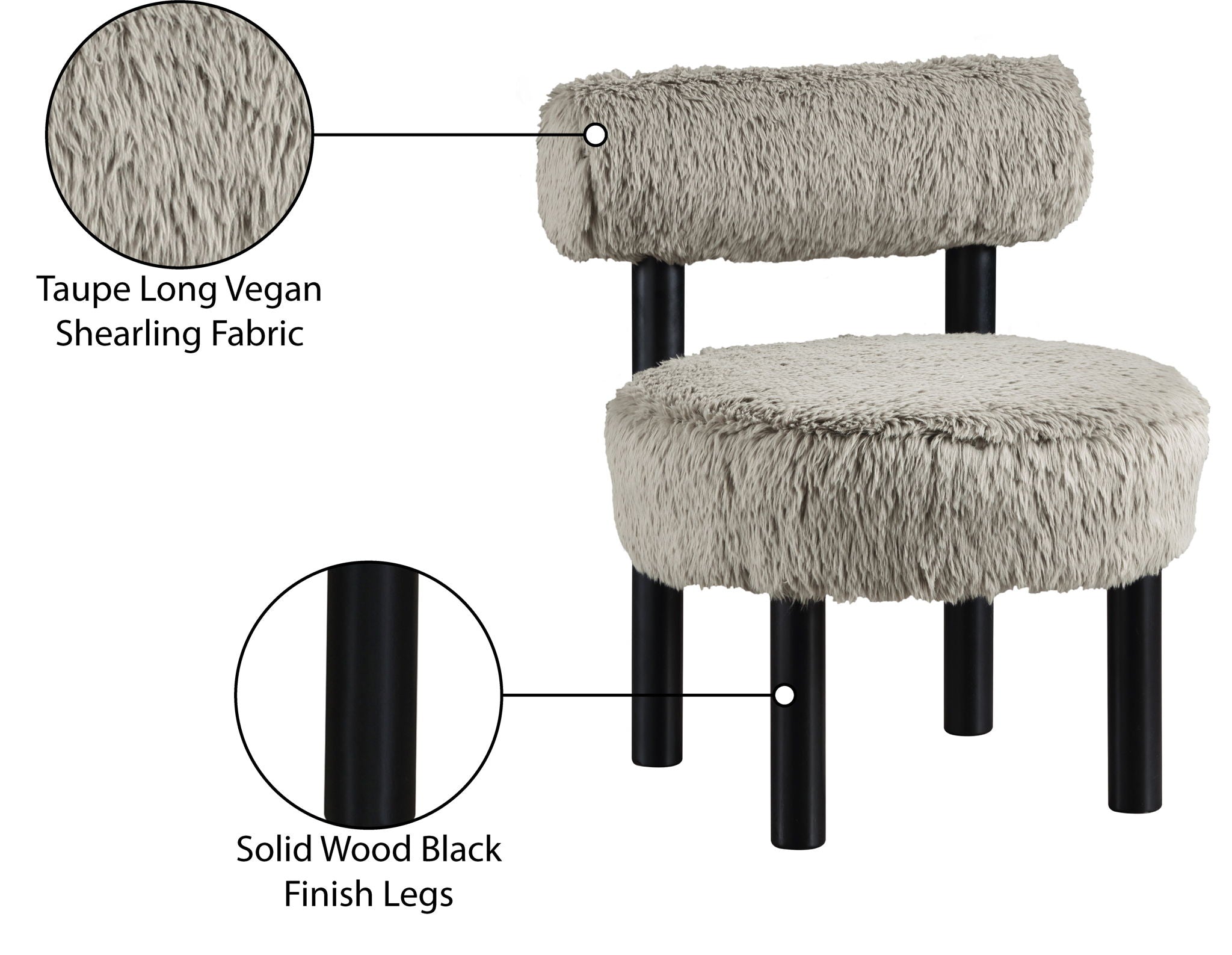Ambre - Vegan Shearling Fabric Upholstered Accent Chair - Taupe