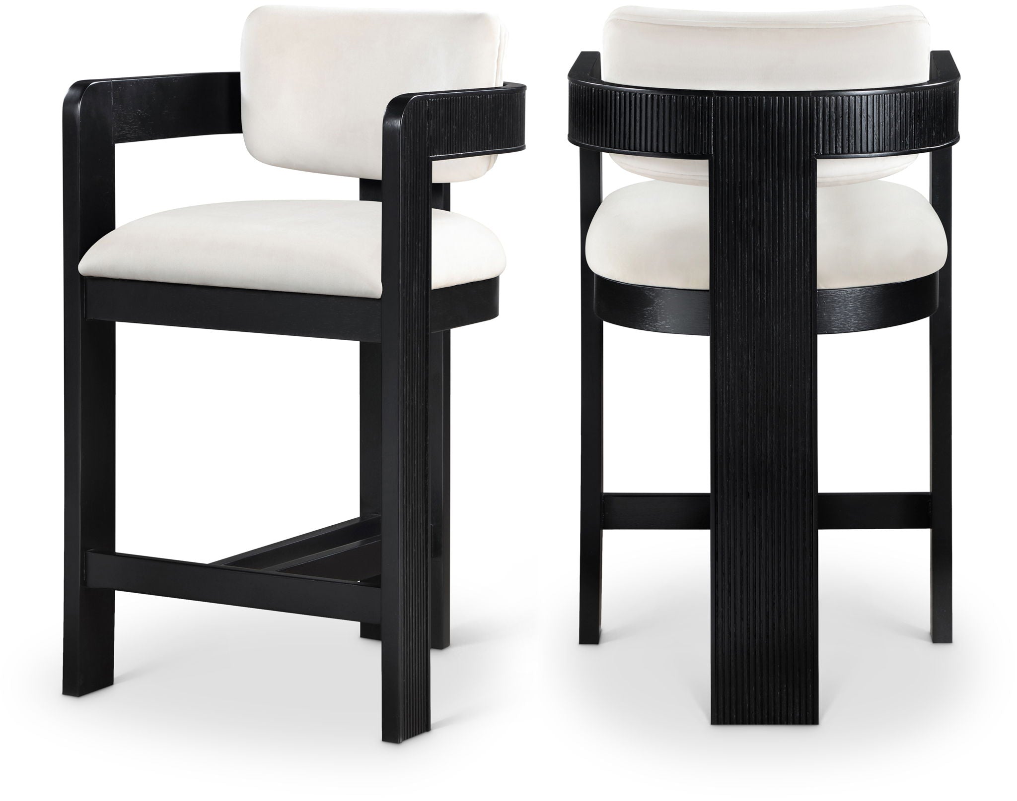 Sacha - Velvet Stool With Black Base