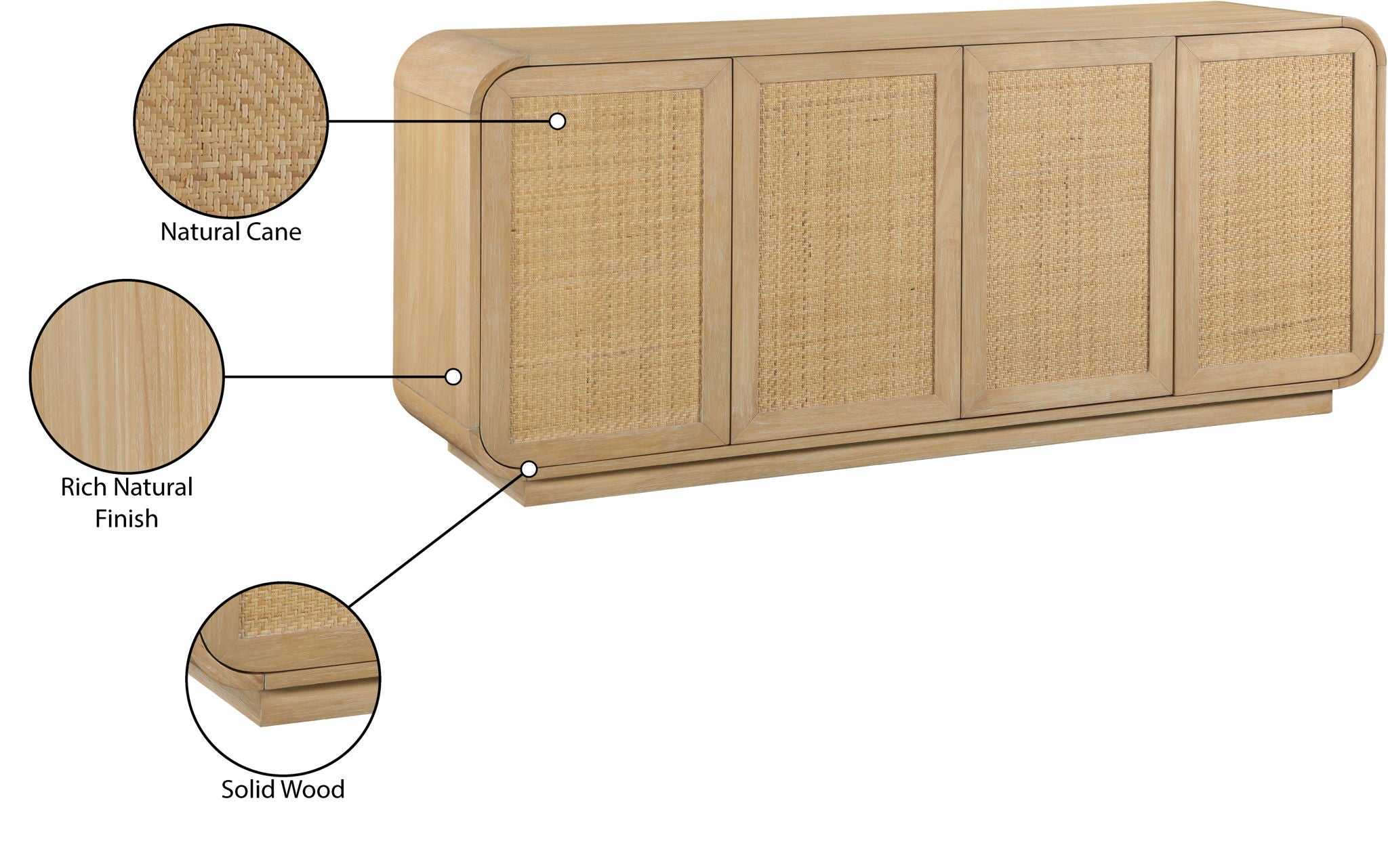 Windsor - 72" Rubberwood Sideboard / Buffet - Natural