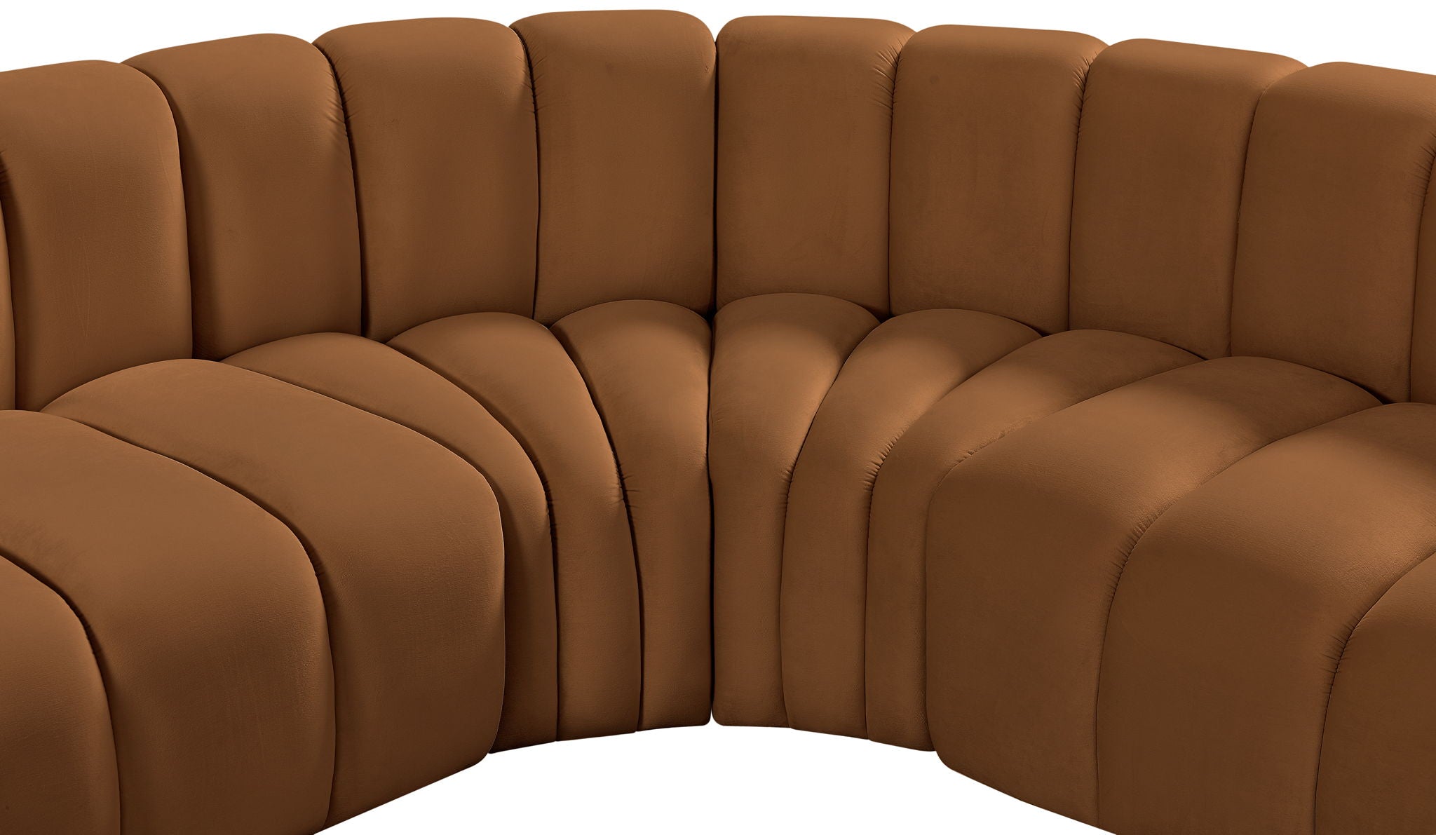 Arc - Velvet 6 Piece Corner Modular Sofa - Saddle