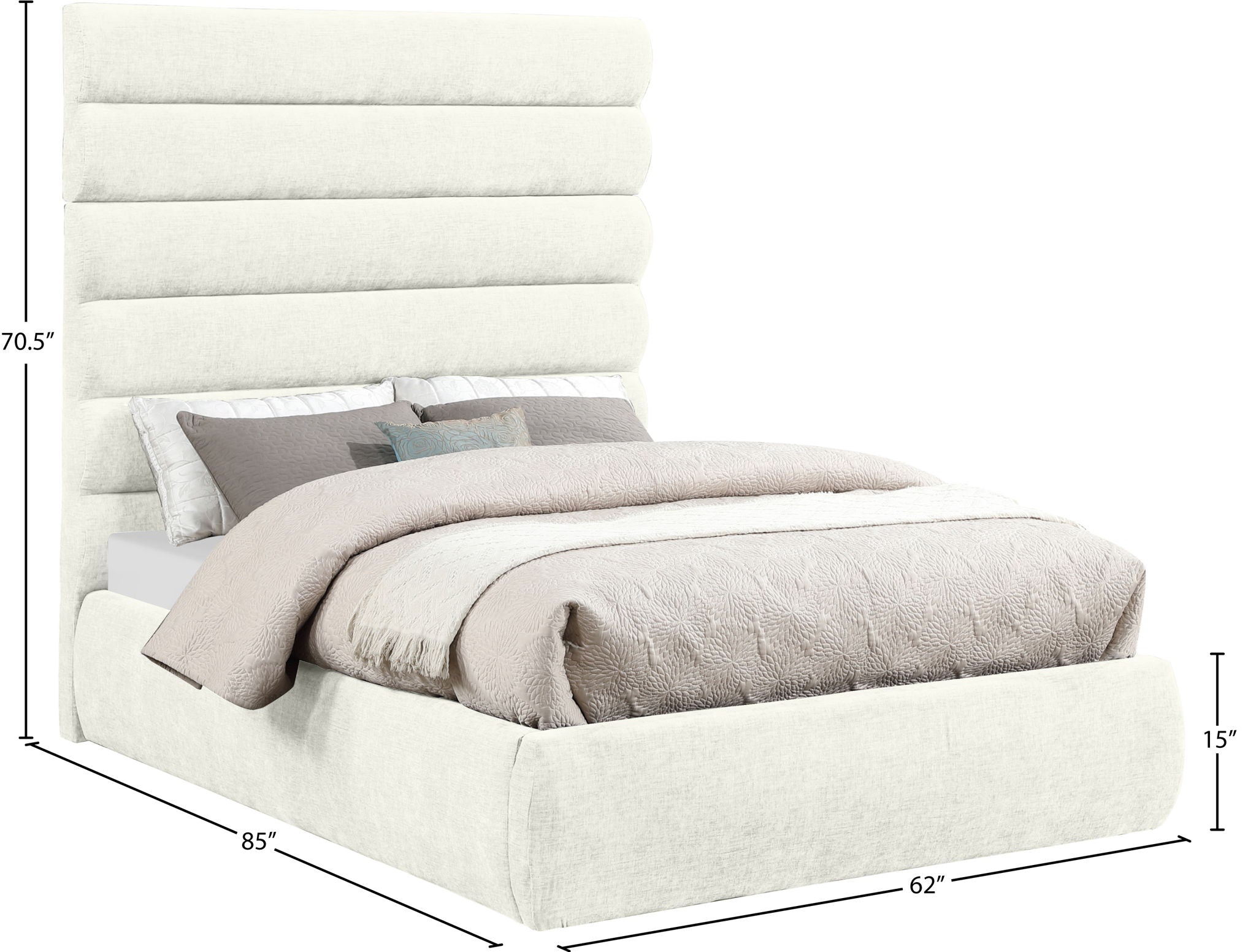 Adam - Chenille Fabric Bed With 70.5" Headboard