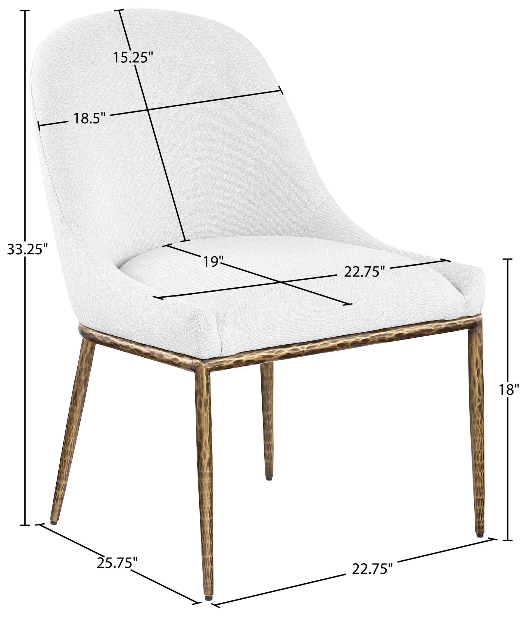 Ferro - Upholstered Dining Side Chair With Brushed Gold Legs