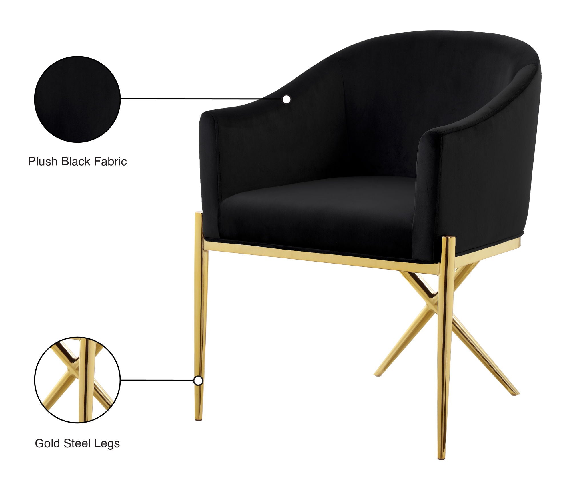 Xavier - Dining Chair with Gold Legs