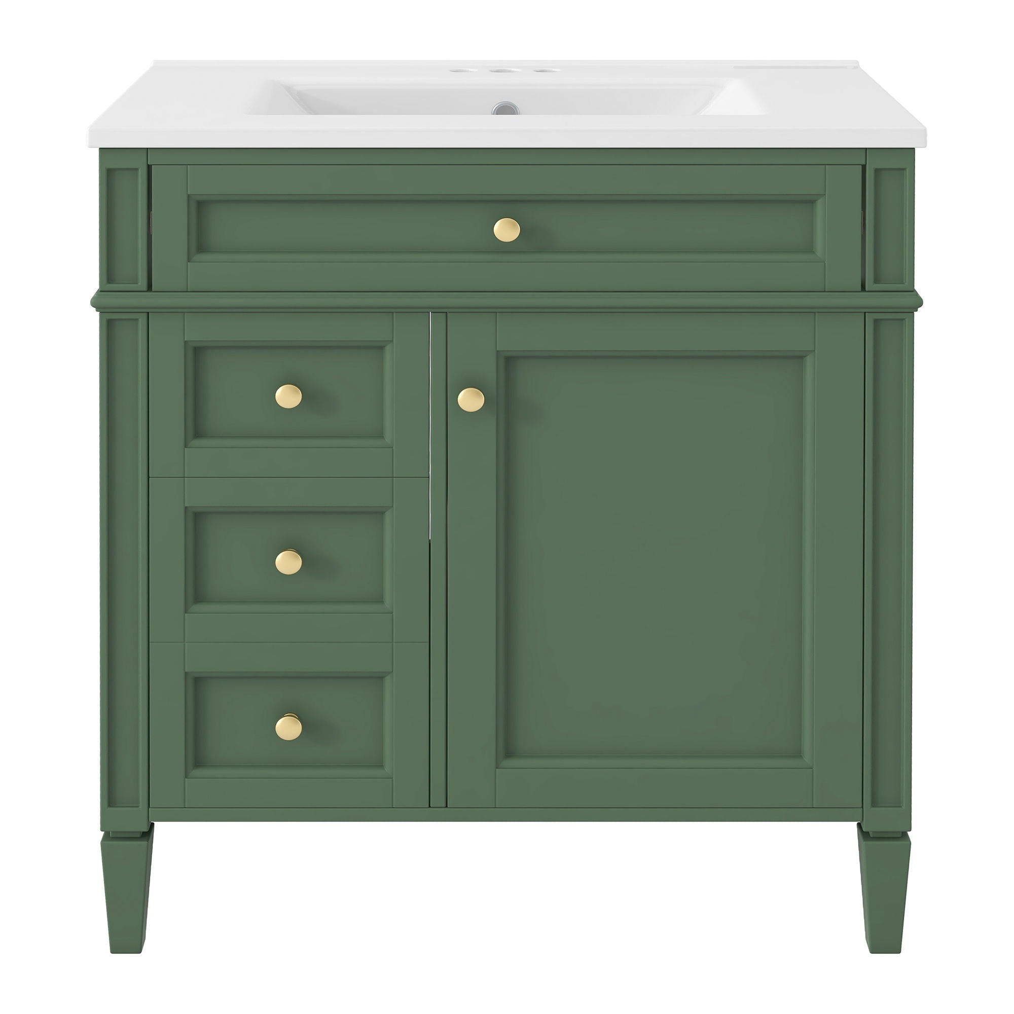 Bathroom Vanity With Top Sink, Storage Cabinet With 2 Drawers, Tip Out Drawer