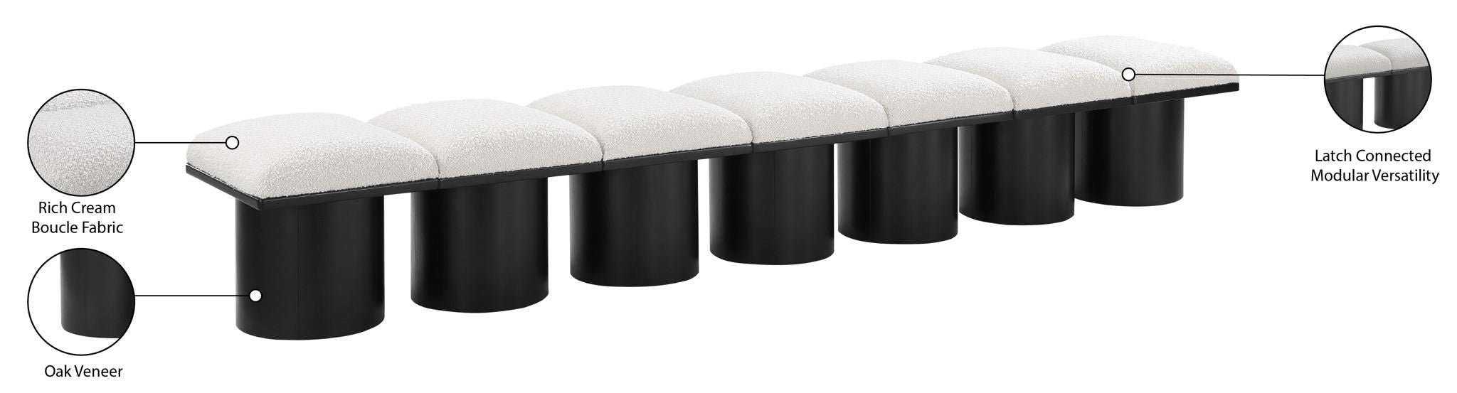 Pavilion - 7 Piece Modular Bench With Black Base