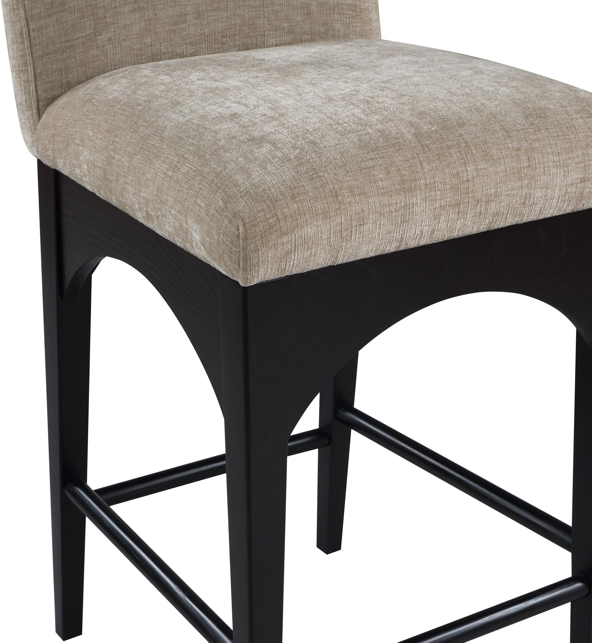 Waldorf - Chenille Stool With Black Legs