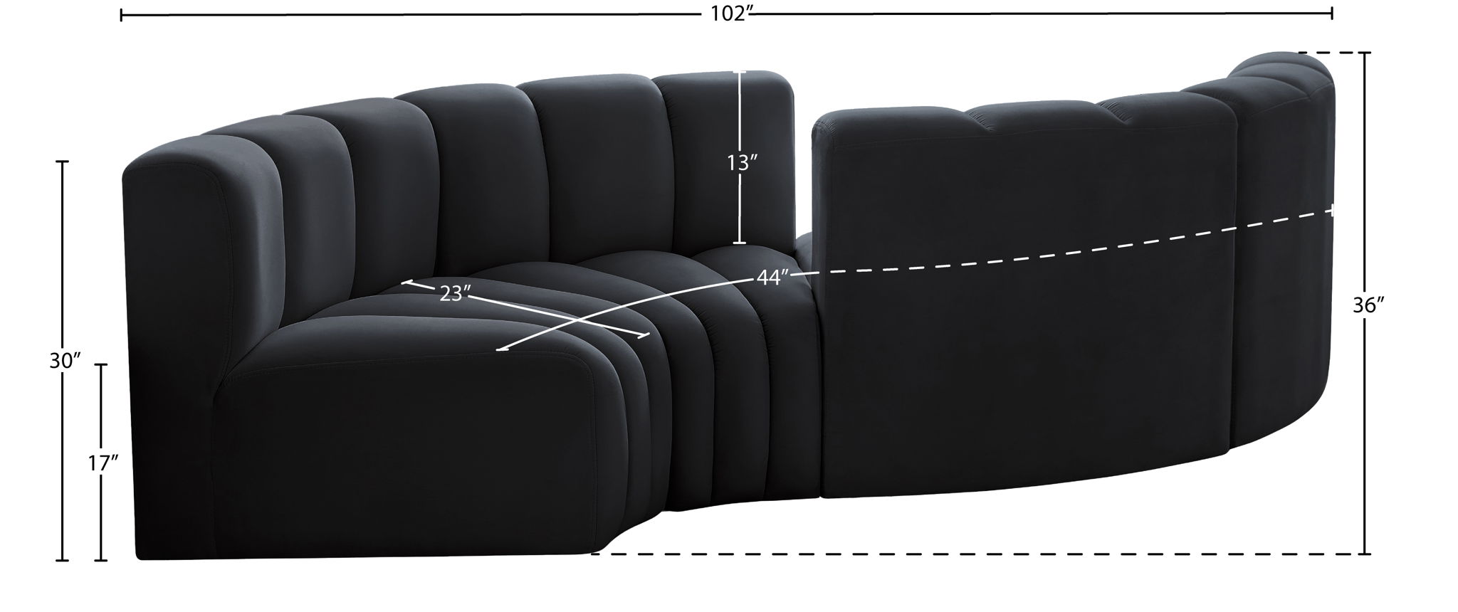Arc - Velvet 4 Piece Curved Modular Sofa