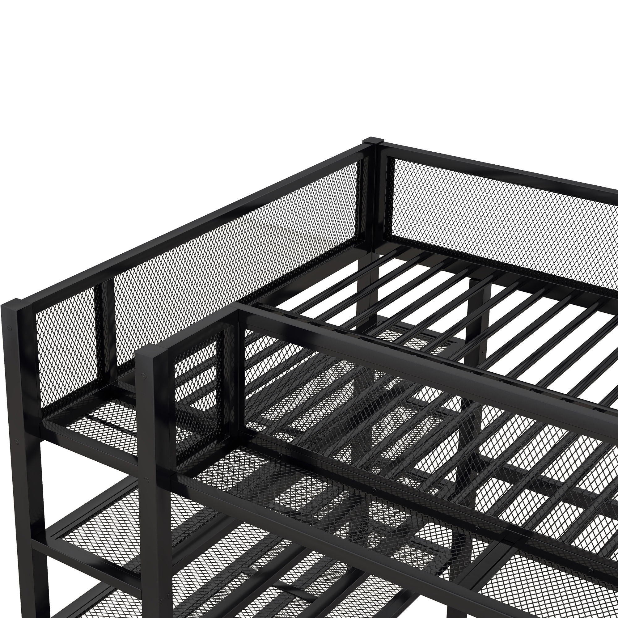 Loft Bed With 4 Tier Shelves And Storage