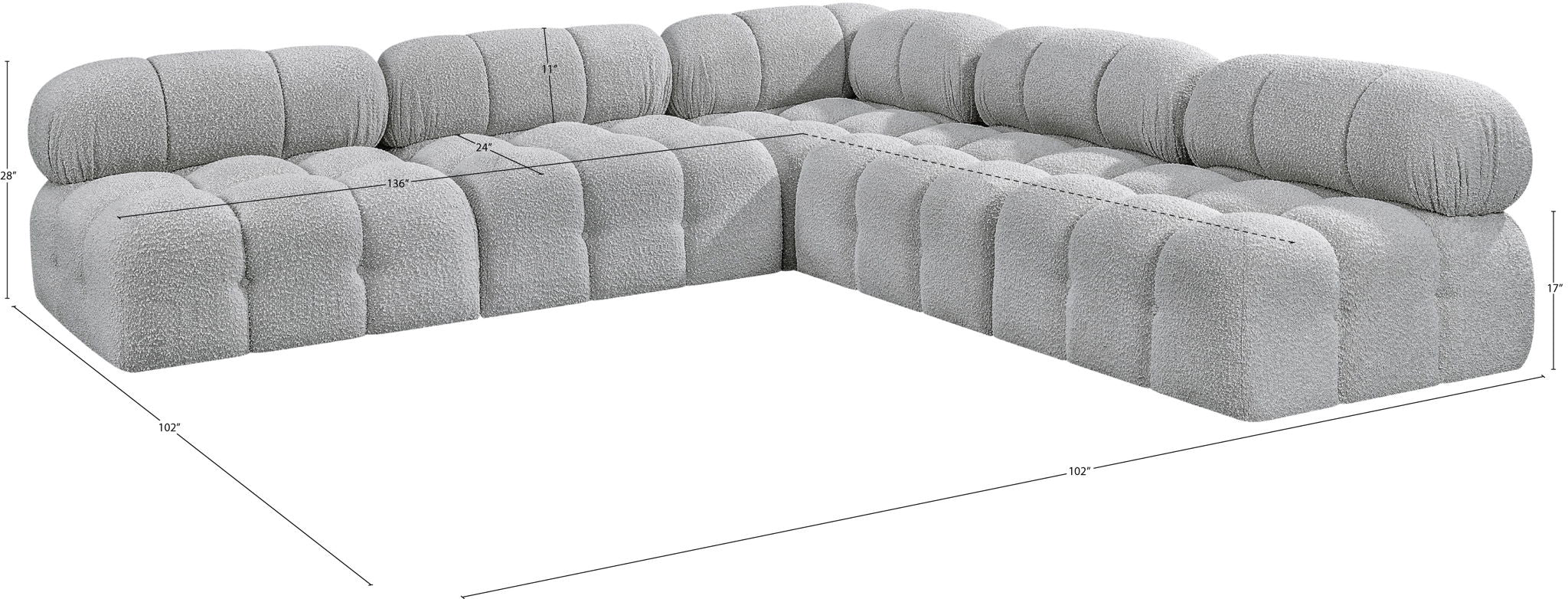 Ames - 5 Piece Fabric Modular Corner Sectional