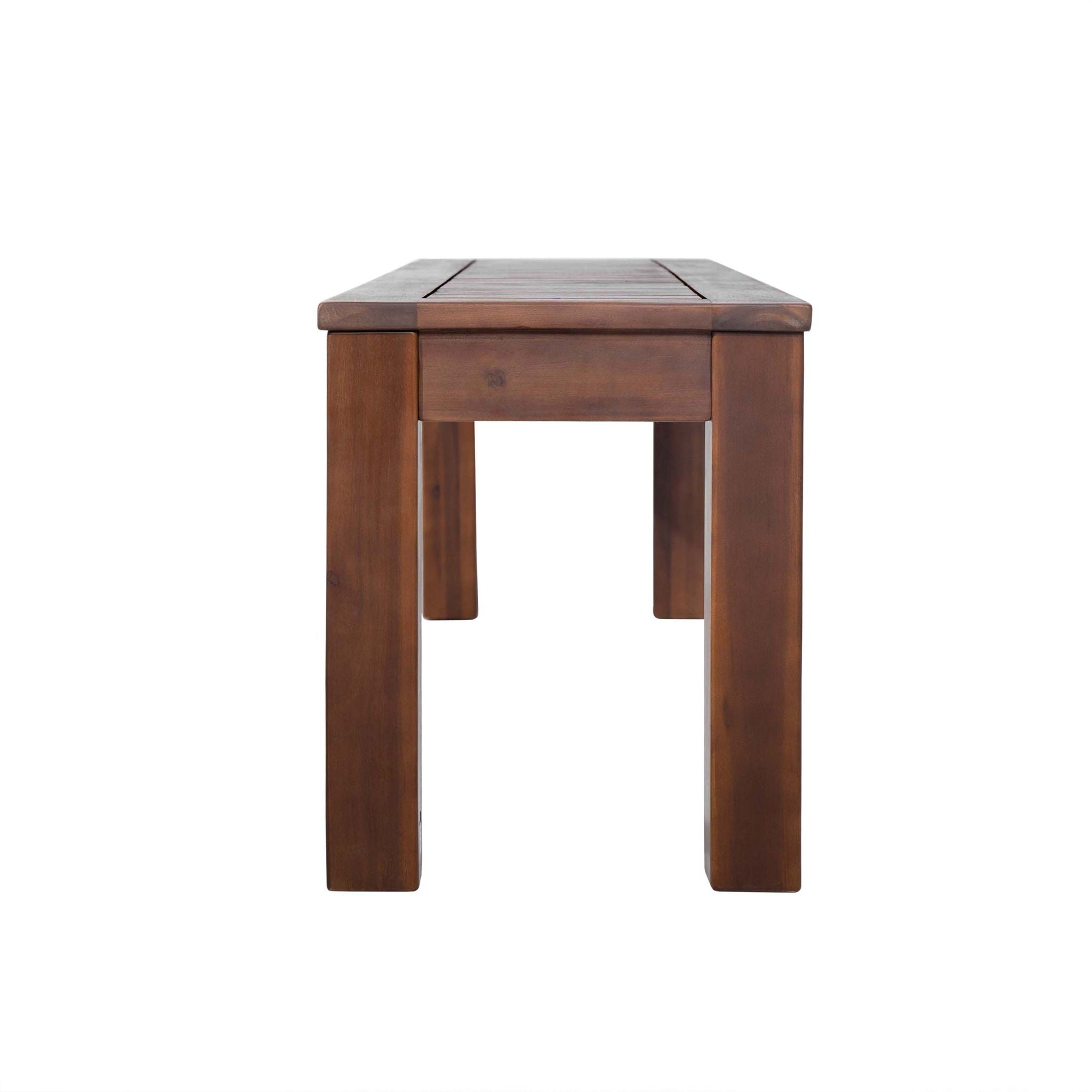 Acacia Wood Outdoor Bench With Beautiful Slat Paneling - Dark Brown