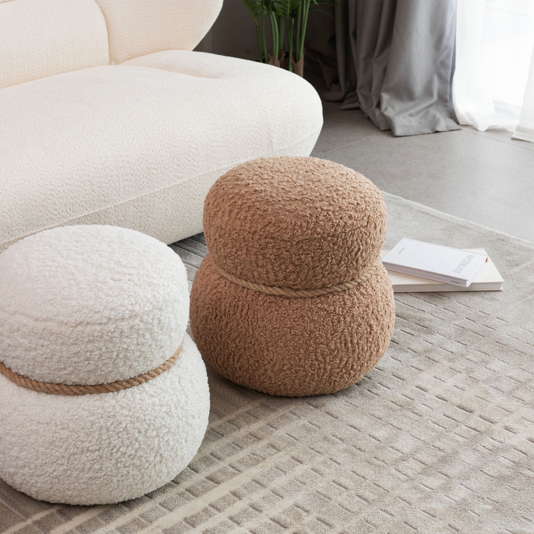 Snowman Stool With Cushion And Solid Wood Frame