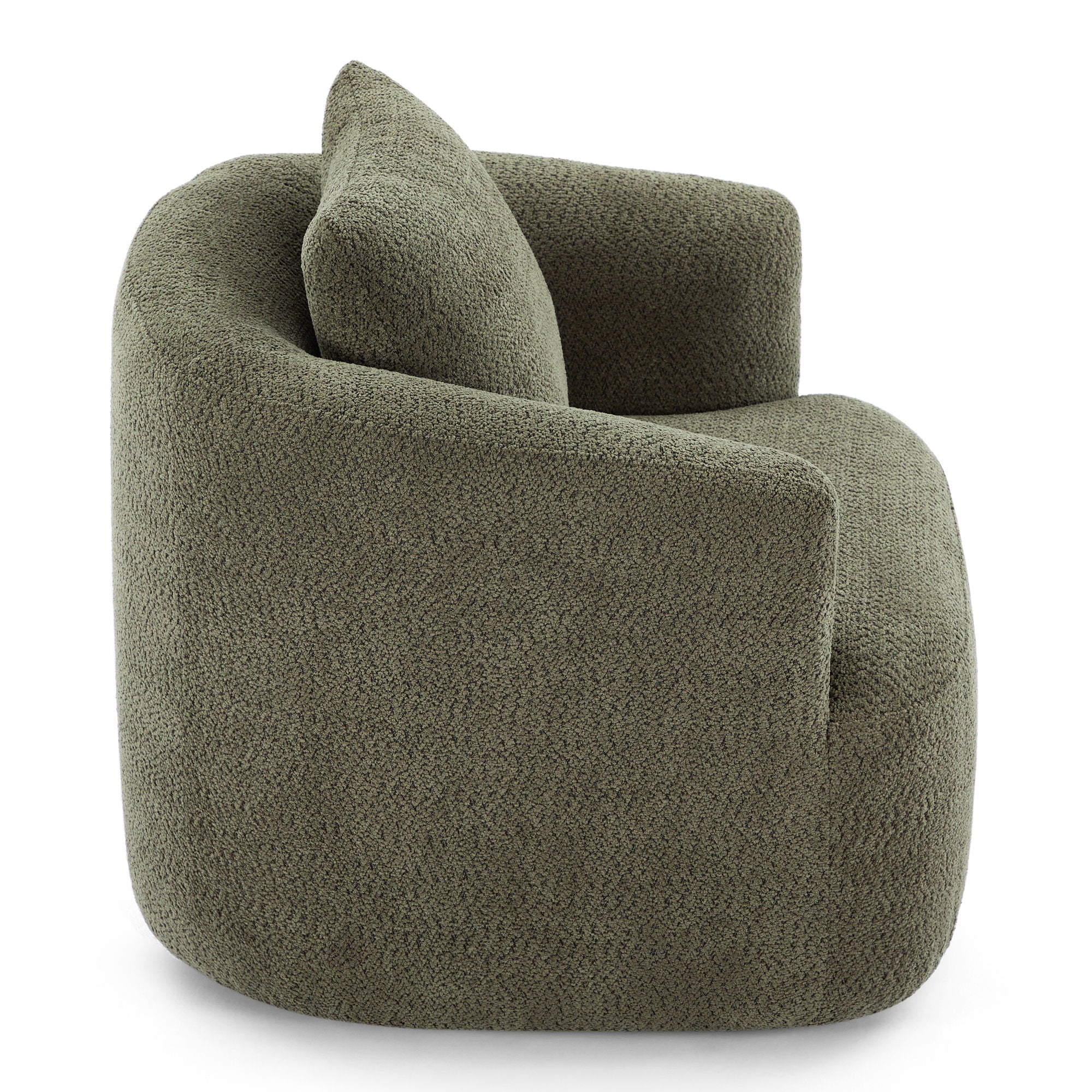 360° Swivel Barrel Sofa Chair With Throw Pillow, Upholstered Accent Chair