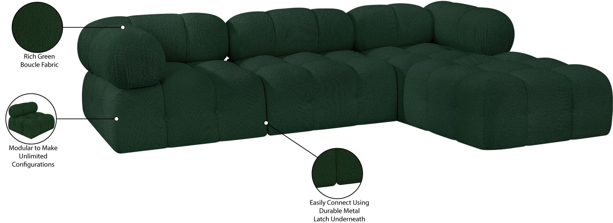Ames - 4 Piece Fabric Modular Sectional