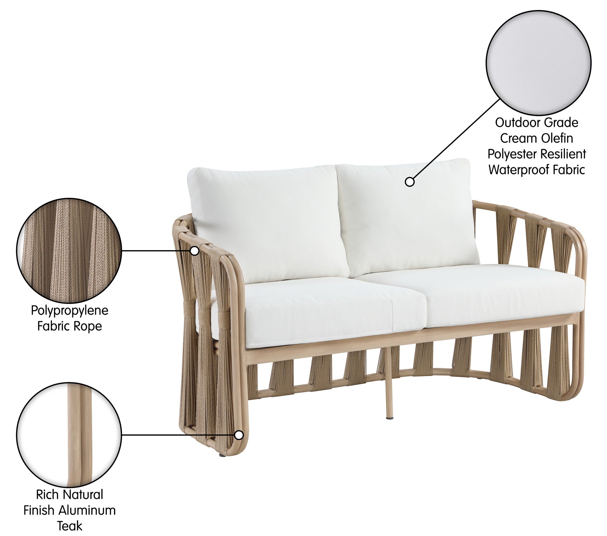 San Pietro - Resilient Waterproof Fabric 60.5" Upholstered Outdoor Patio Loveseat