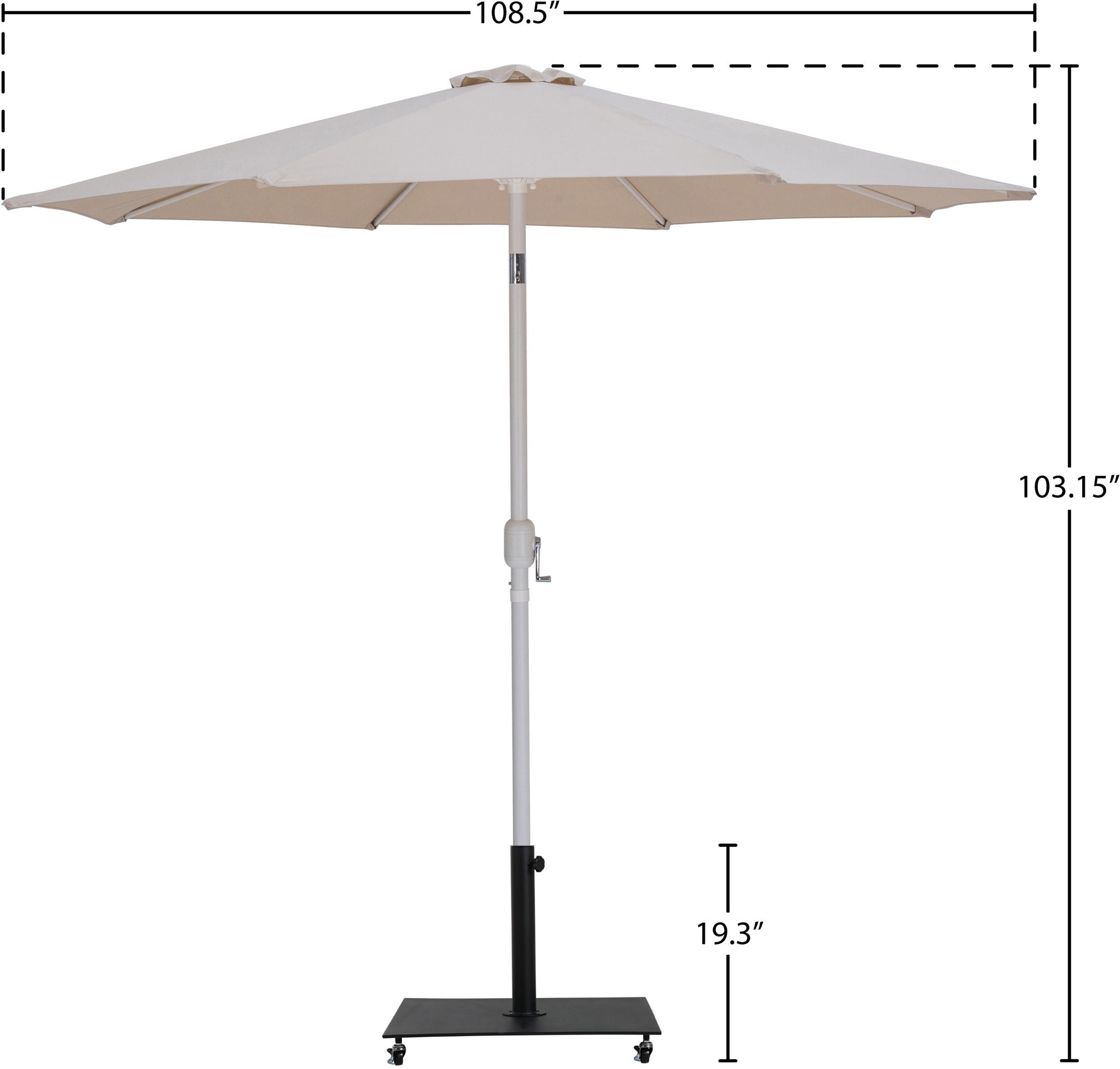 Fiji - Aluminum Patio Umbrella With Square Black And White Base