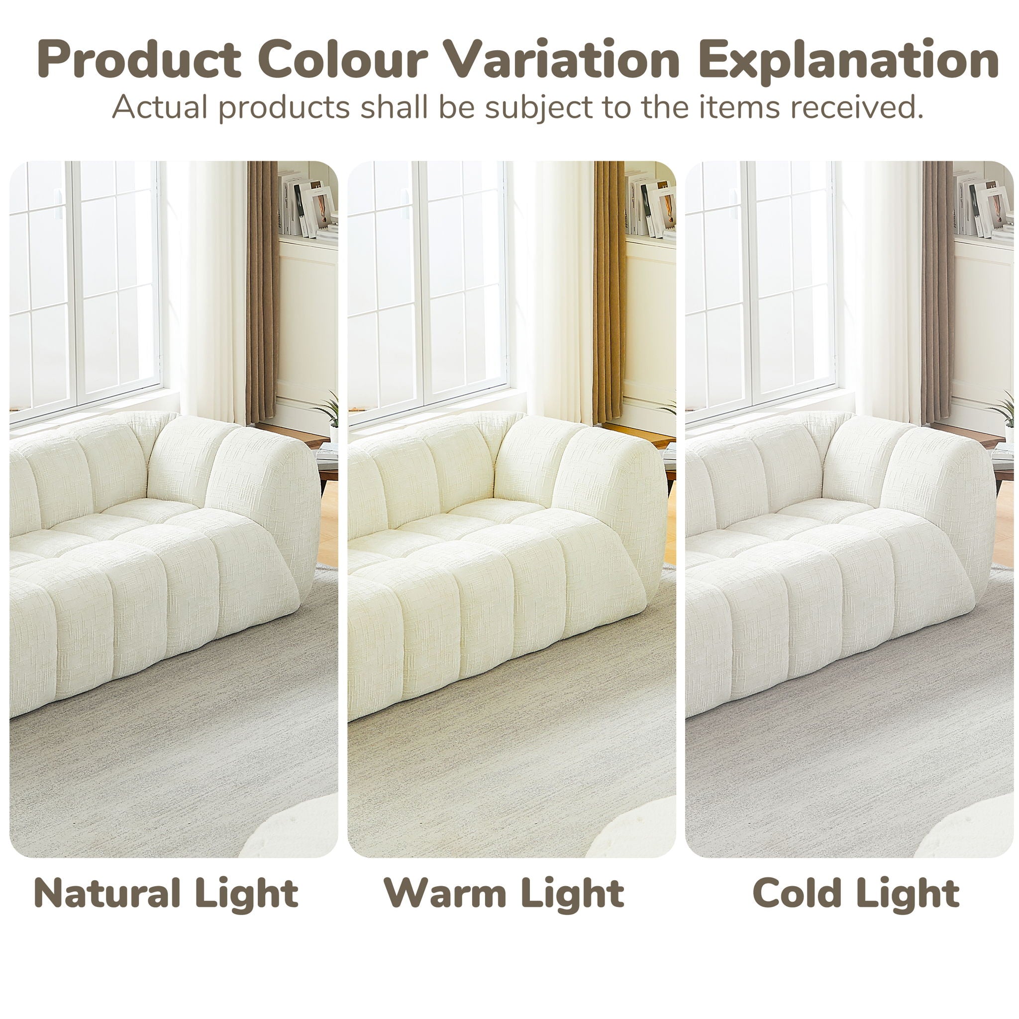 Quilted Cloud Sofa With Rounded Armrests And Piano Key Backrest Design