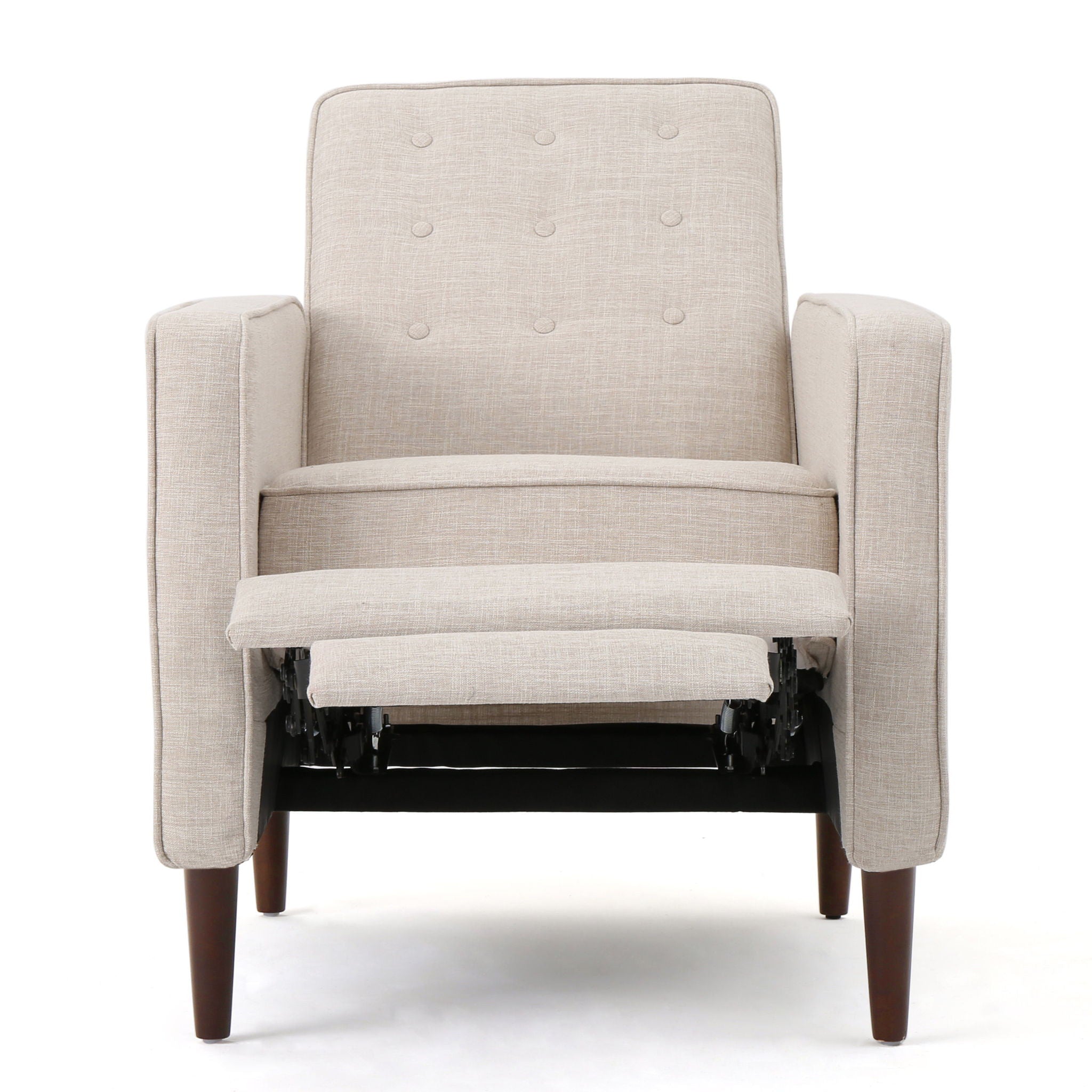 Mid-Century Modern Recliner With Button Tufted Waffle Stitch