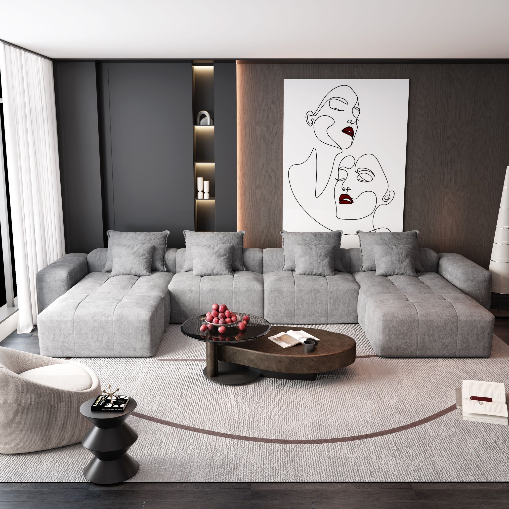 Modern Oversized Diy Combination Modular Sectional Sofa With Pillows