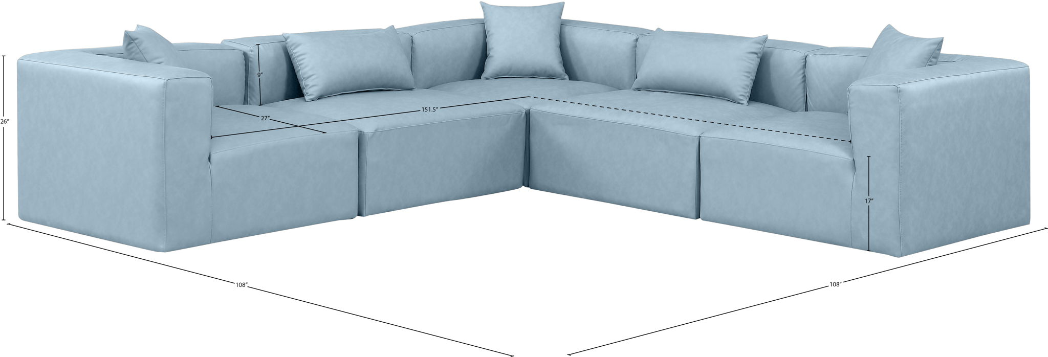 Cube - 5 Piece Modular Corner Sectional