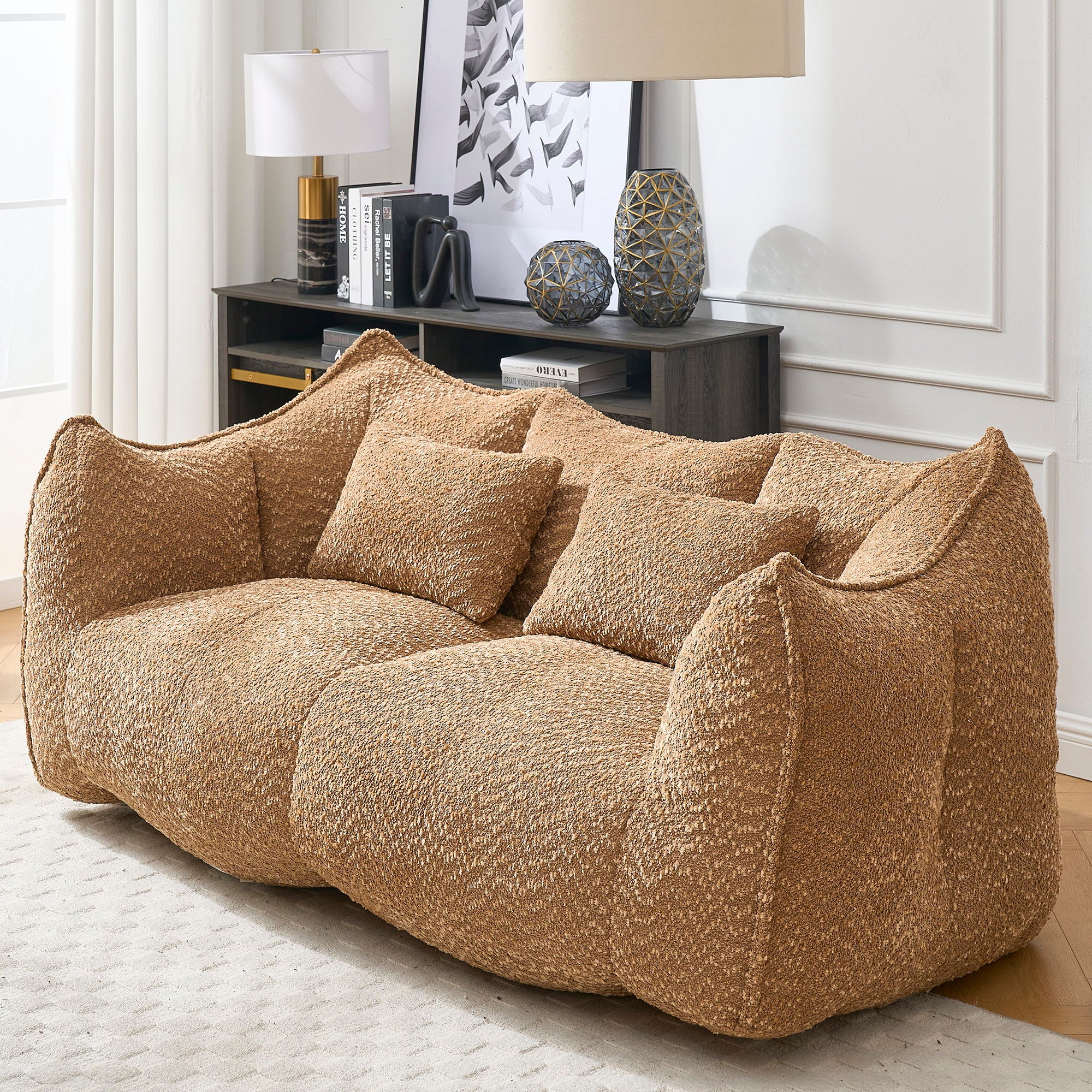 Comfortable Dual Beanbag Chair With High Resilience Foam Core For 2 People