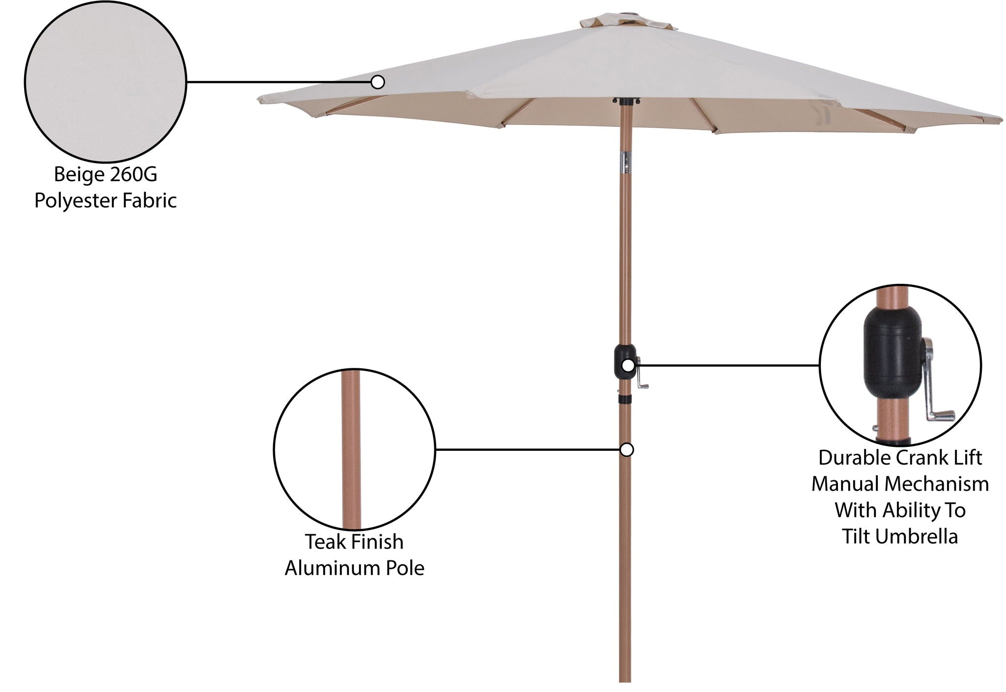 Fiji - Patio Umbrella With Teak Pole