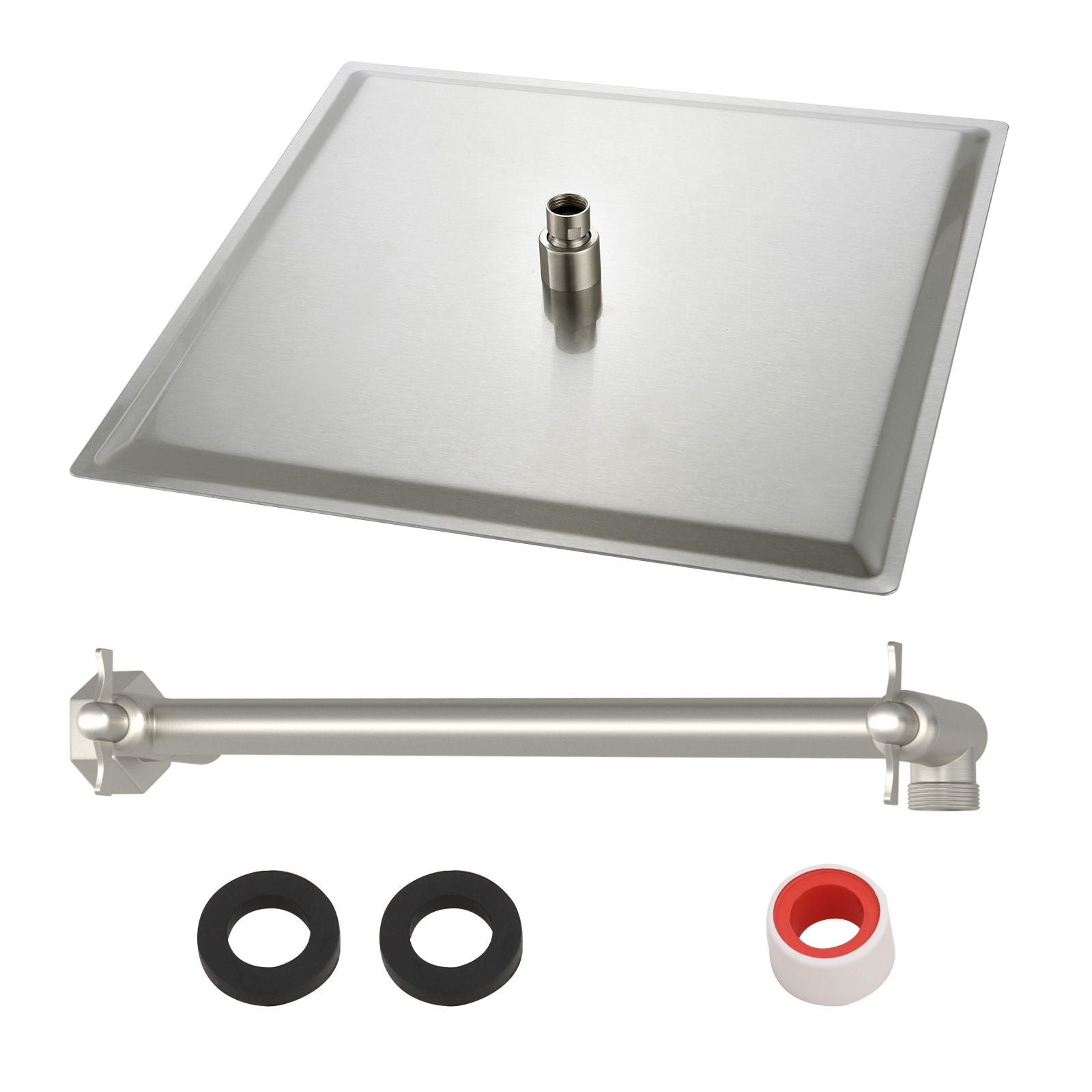 Luxury Rain Shower Head With Adjustable Arm, 10" Square, Stainless Steel - Brushed Nickel