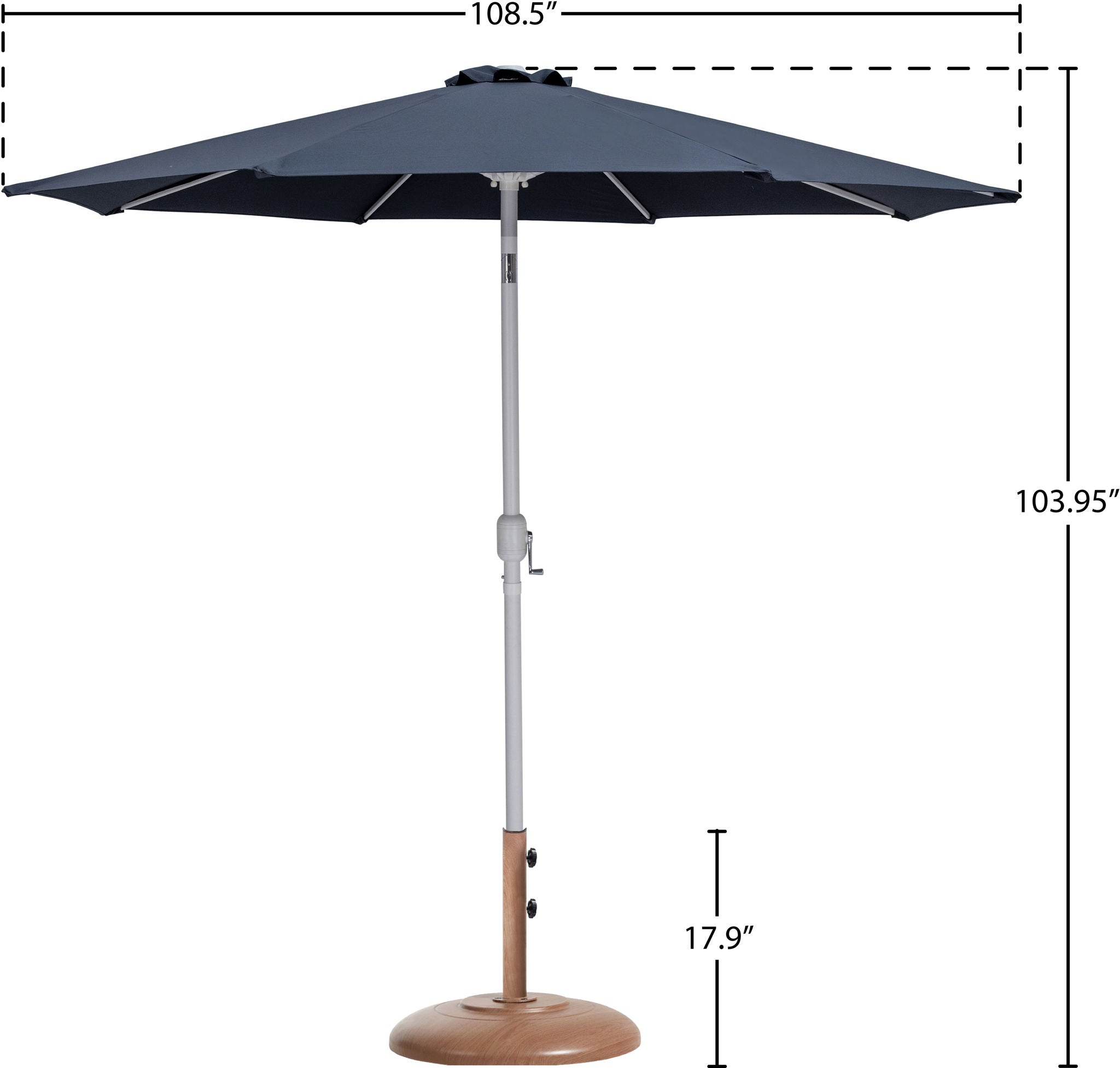 Fiji - Aluminum Patio Umbrella With Round Teak And White Base