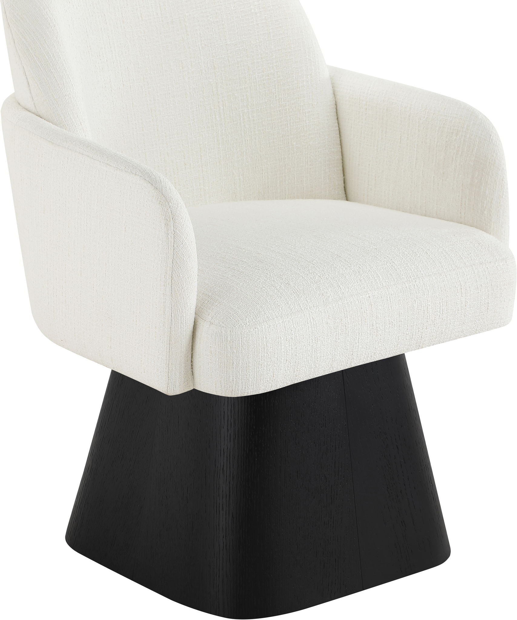 Marlowe - Linen Textured Fabric Upholstered Swivel Dining Arm Chair - Stained Black