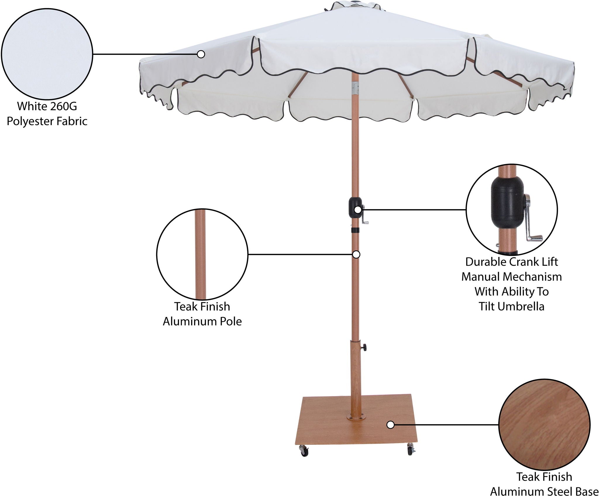 Amalfi - Aluminum Patio Umbrella - Light Brown Base / Light Brown Pole