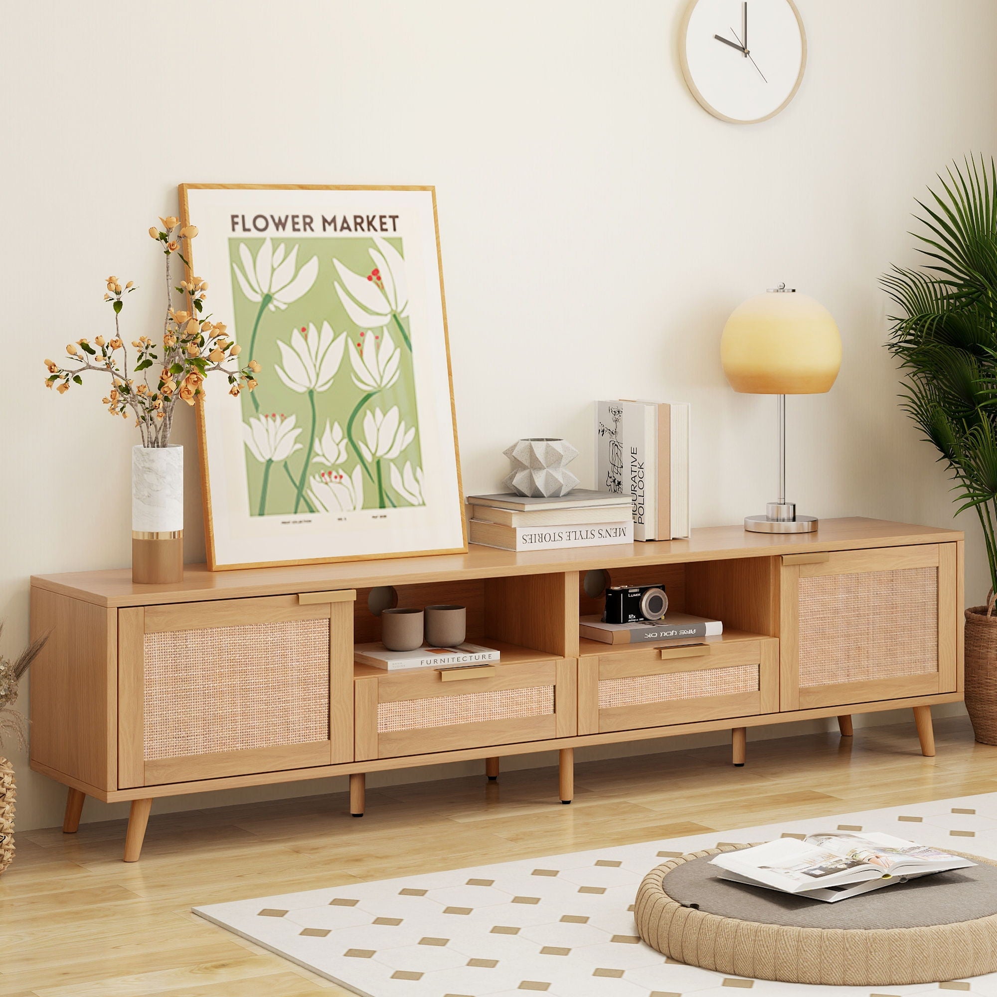 TV Stand, Media Console With Cable Management