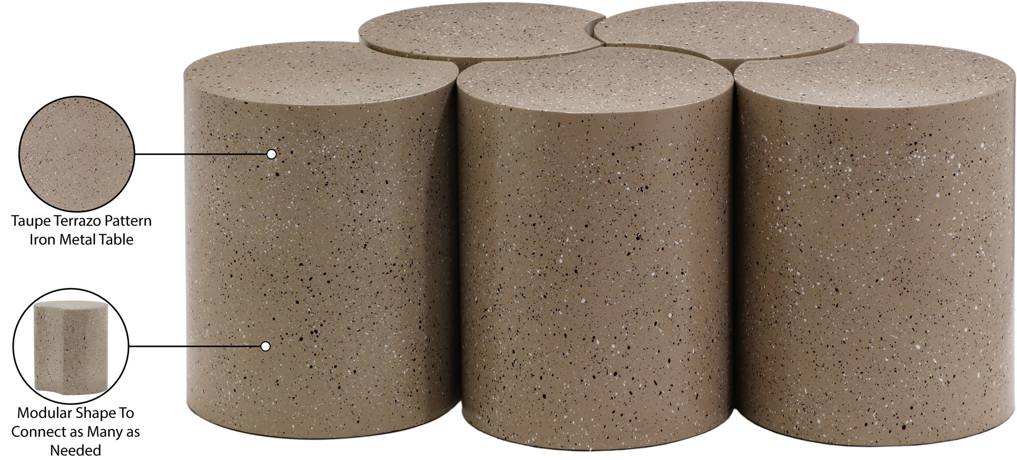 Dimple - 5 Piece Modular Coffee Table - Terazzo Finish