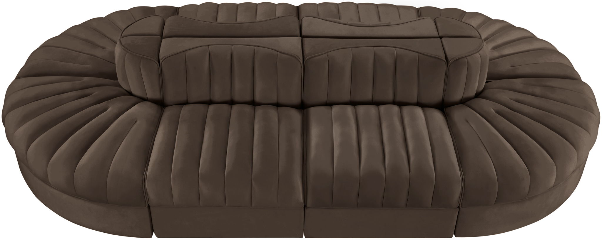 Rummi - Oval Velvet Performance Fabric Upholstered 8 Piece Modular Sectional