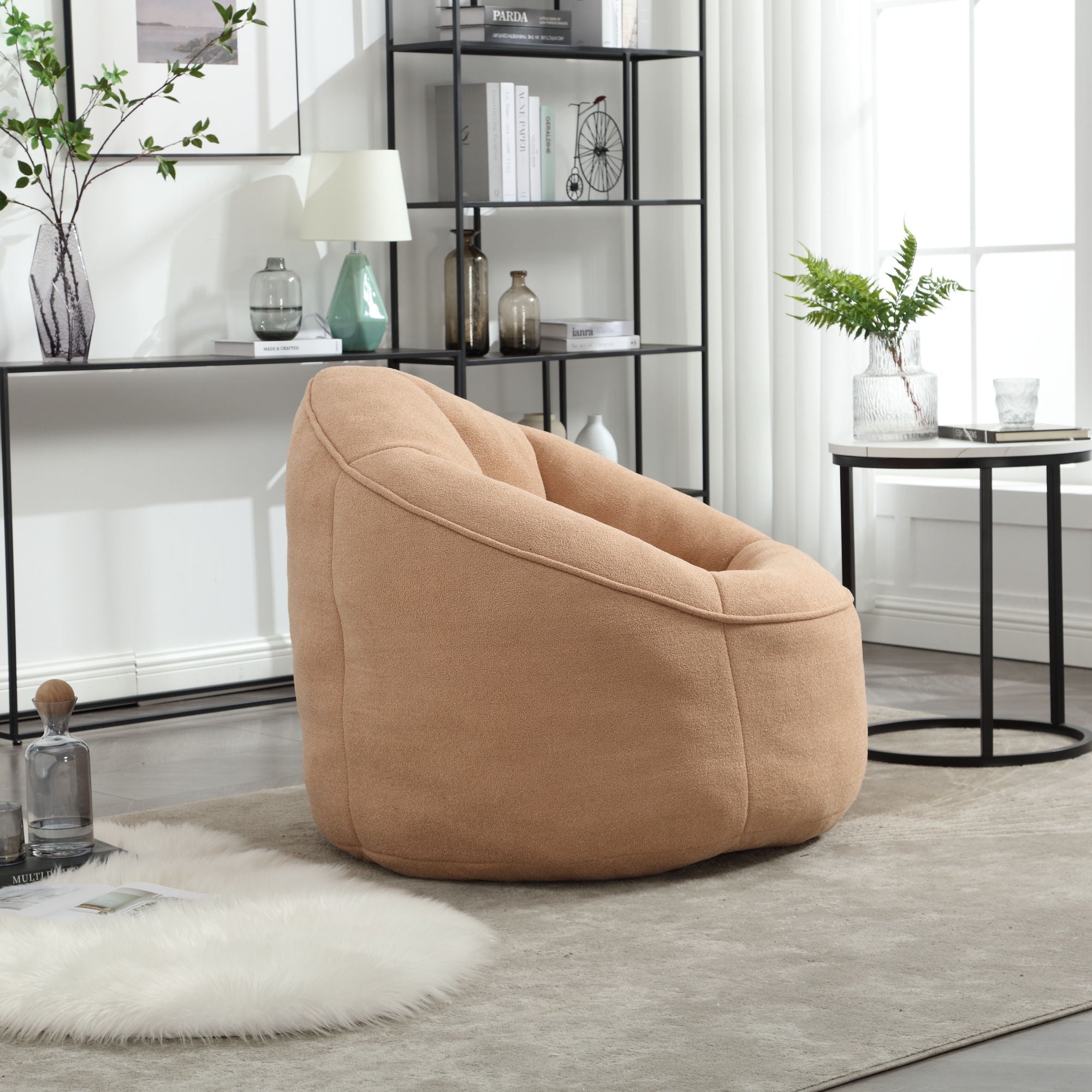Bedding Bean Bag Sofa Chair High Pressure Foam With Footrest