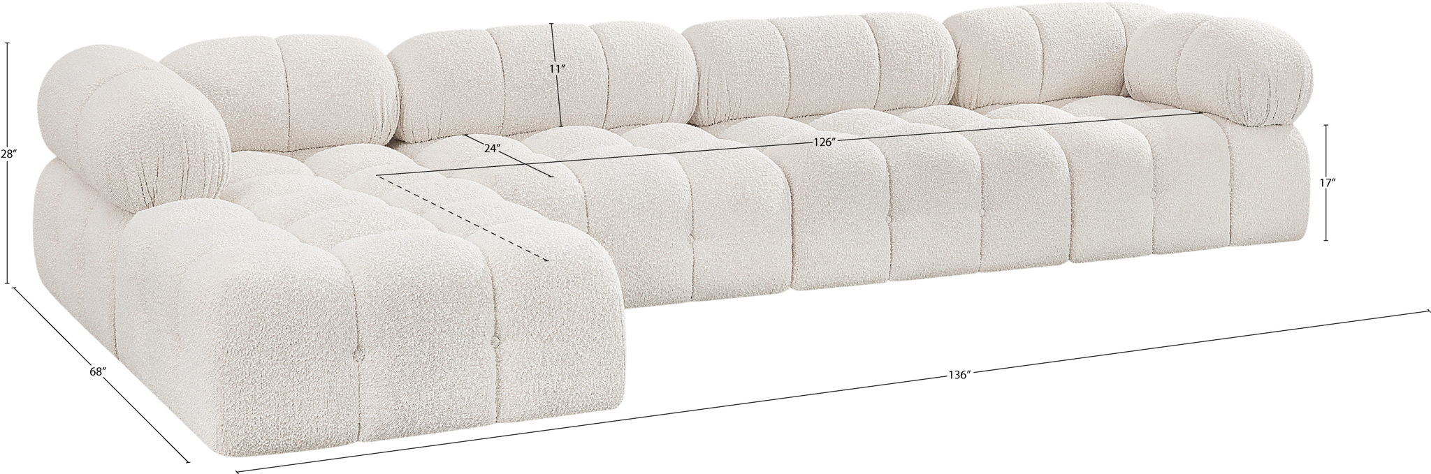 Ames - 5 Piece Fabric Modular Sectional