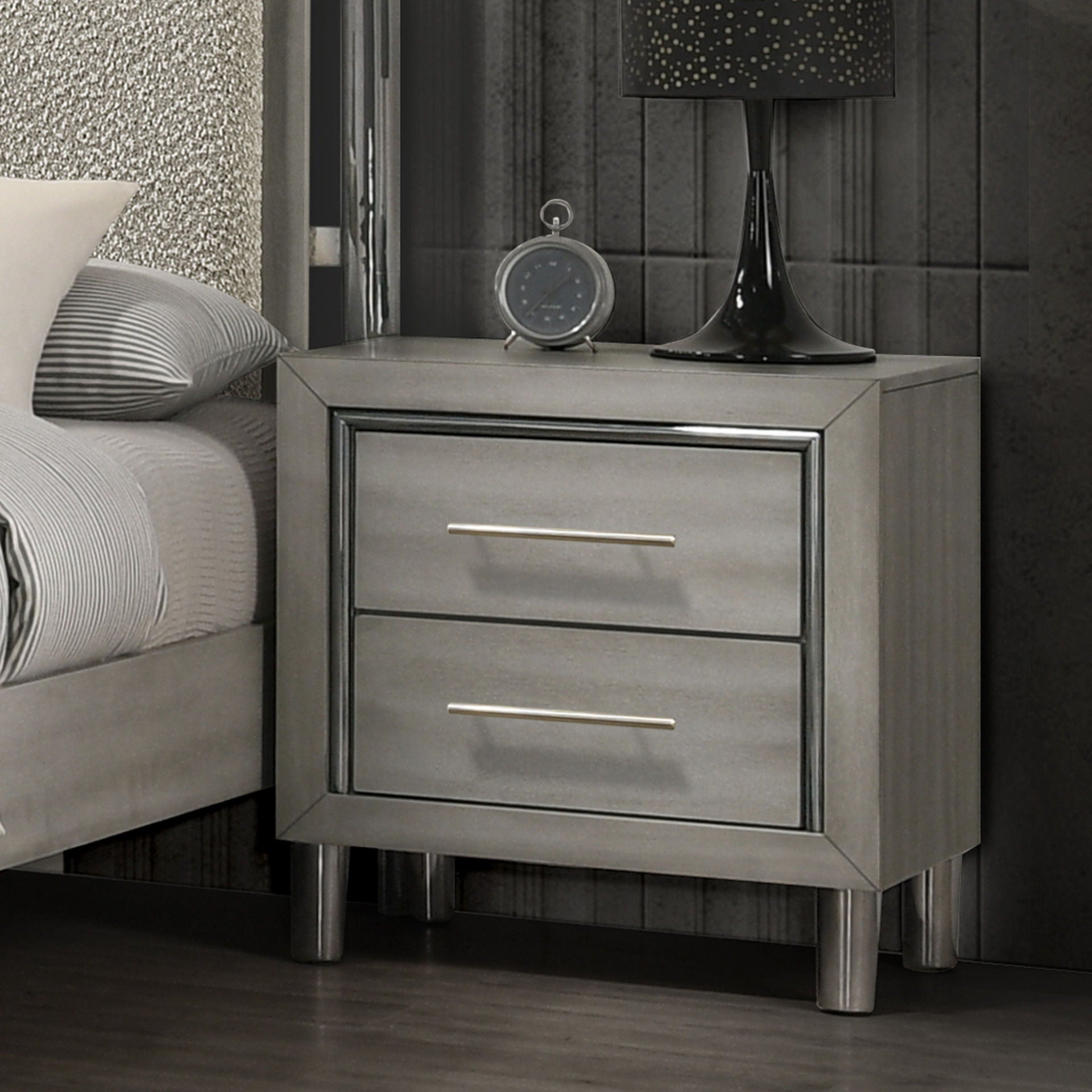 Lennox - 2 Drawer Nightstand - Gray