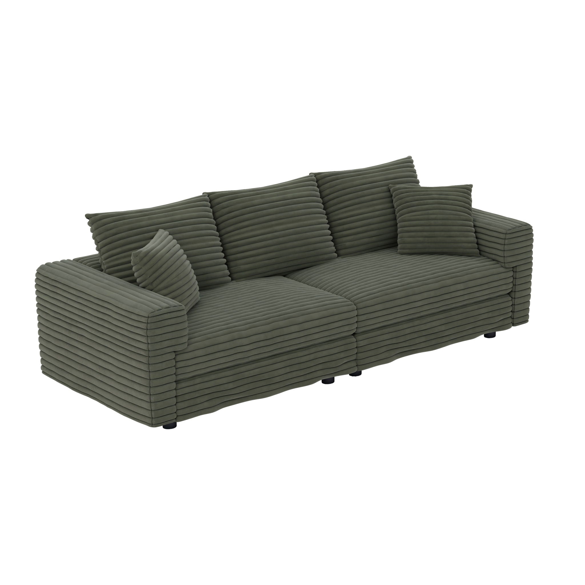 Convertible Deep Seat Sofa With Soft Pillows And Ottomans