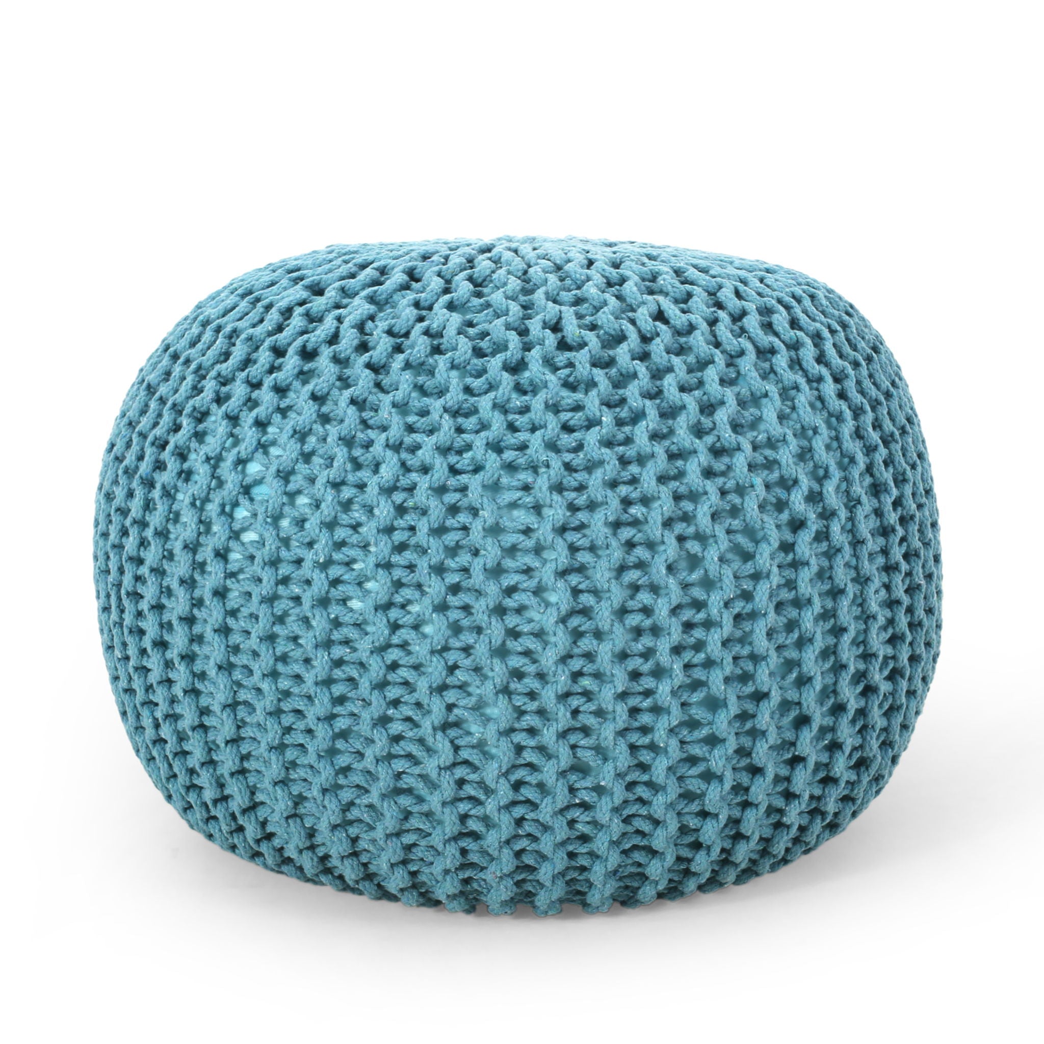 Moro - Knitted Round Pouf With Pumpkin Shape