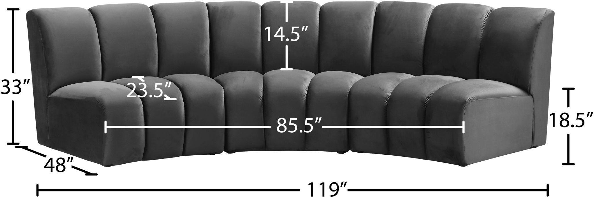 Infinity - 3 Piece Velvet Modular Sectional
