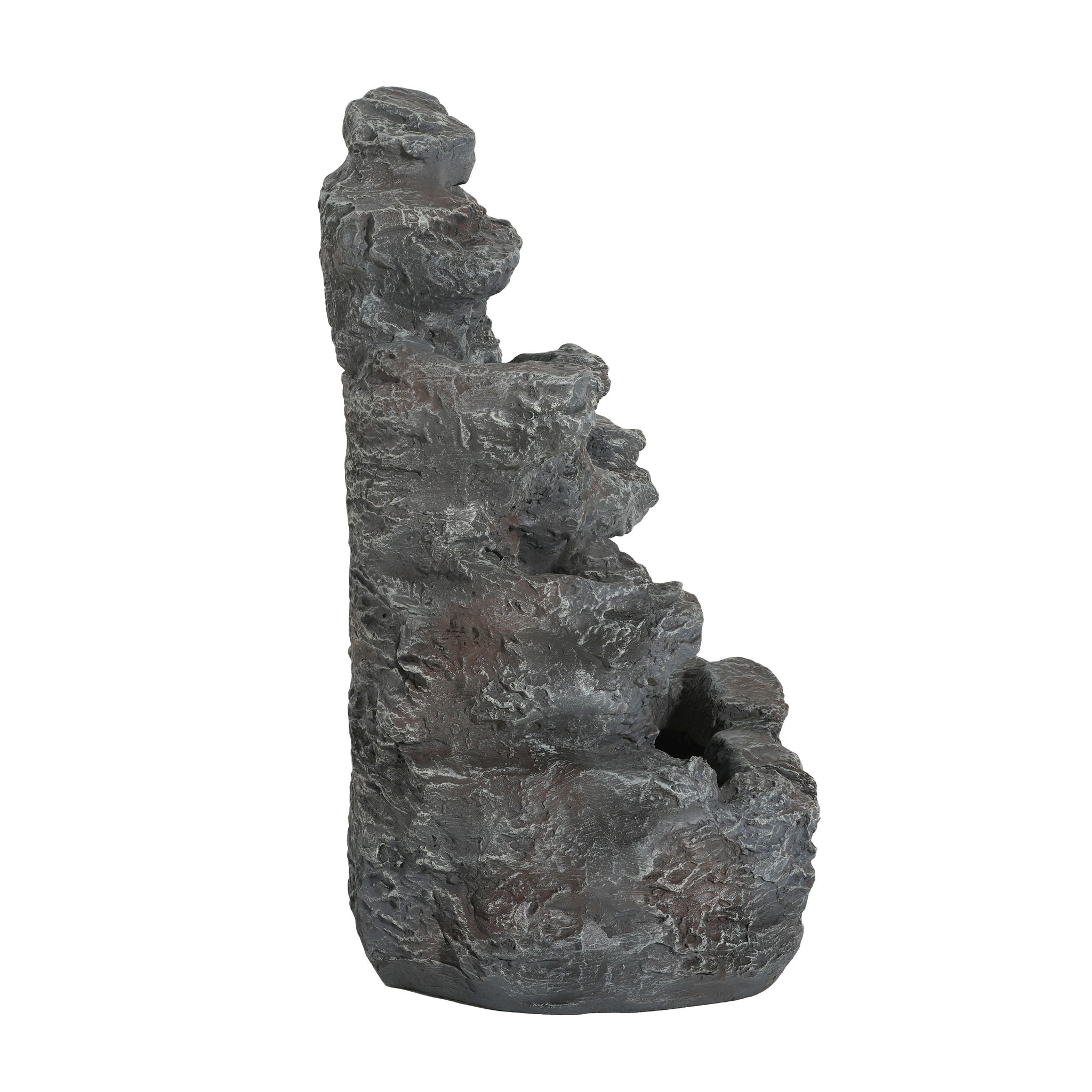 Concrete Rock Waterfall Fountain With LED Lights, Outdoor Garden Decor